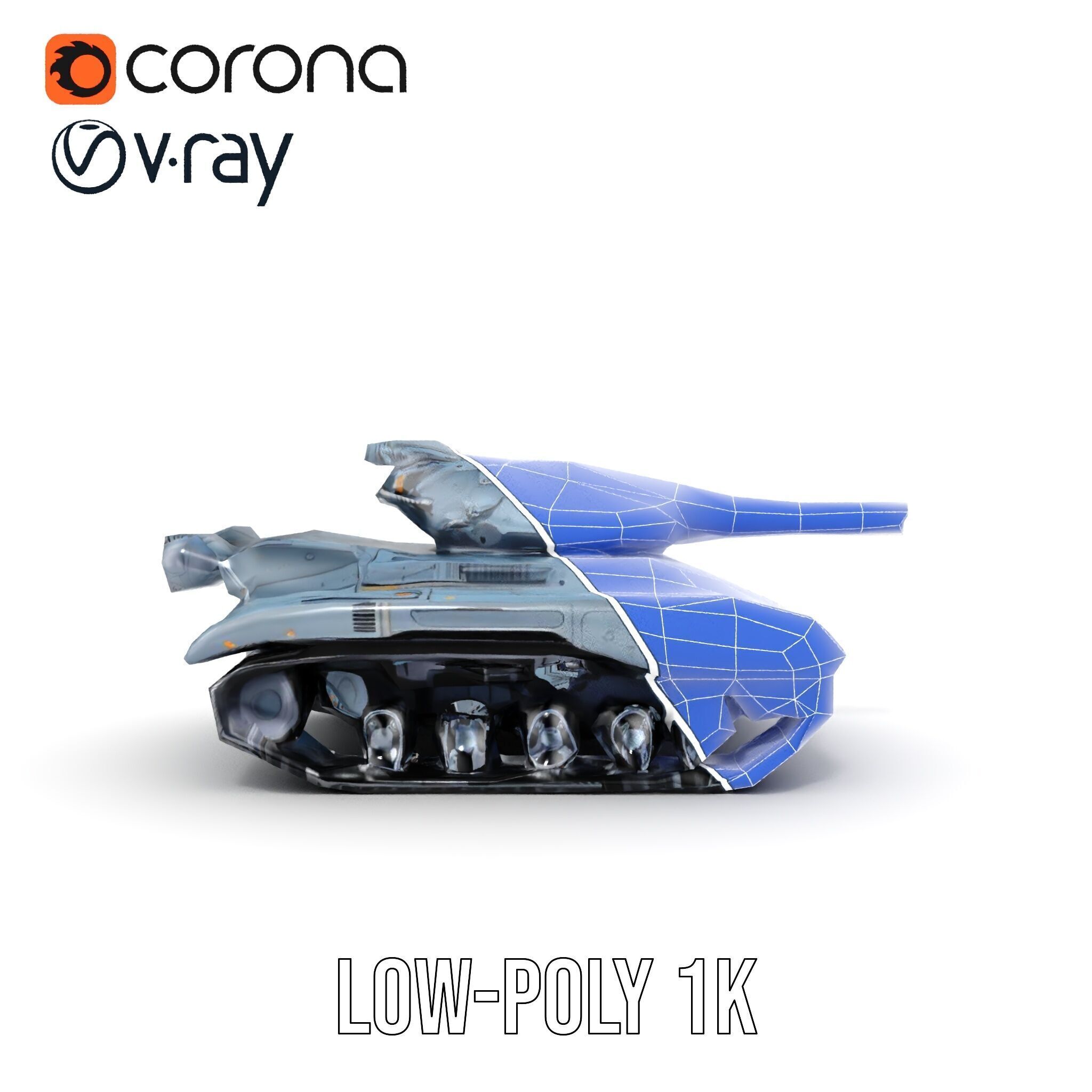 Futuristic Battle Tank Model Pack for Rendering and Games Low-poly 3D model_33