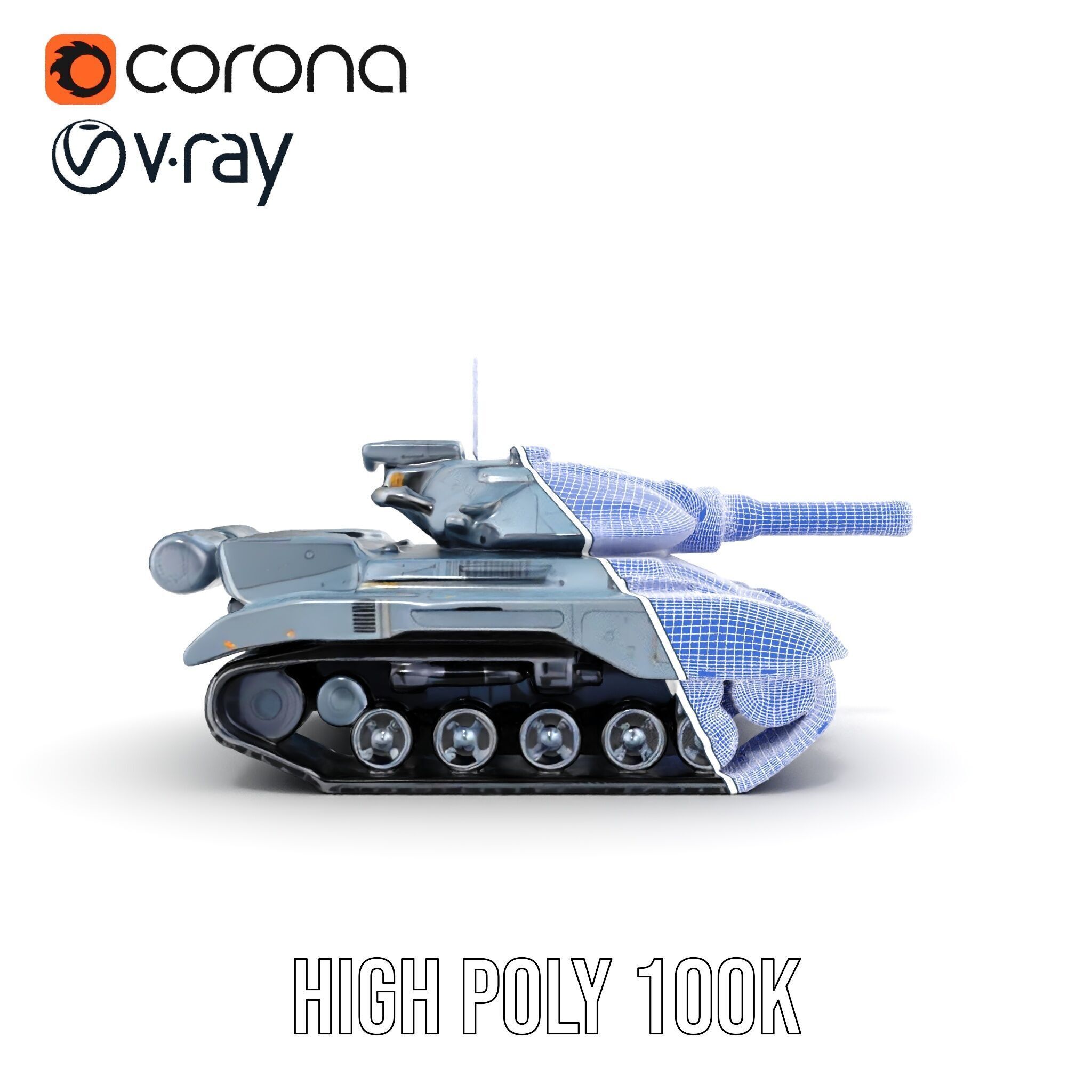 Futuristic Battle Tank Model Pack for Rendering and Games Low-poly 3D model_36