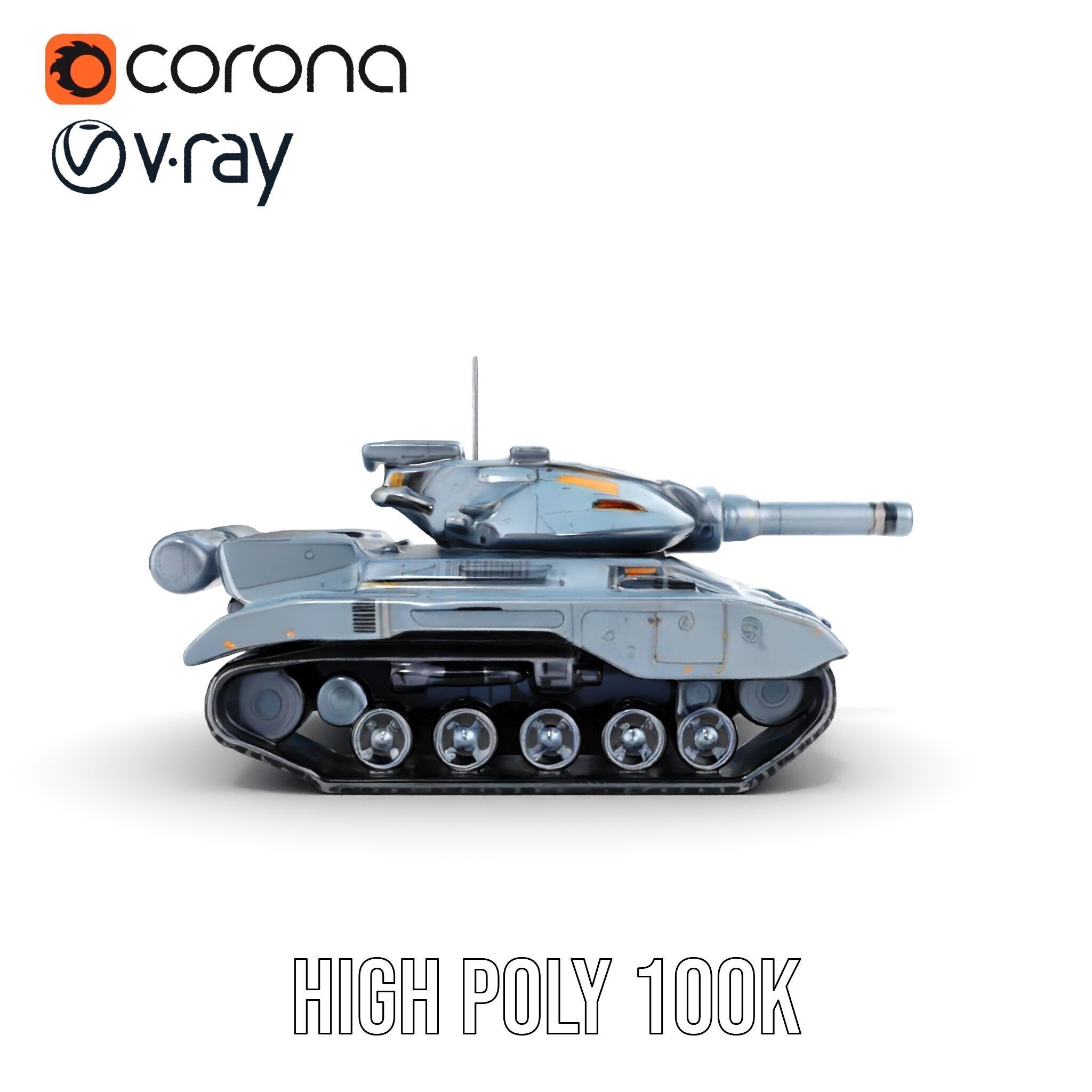 Futuristic Battle Tank Model Pack for Rendering and Games Low-poly 3D model_31