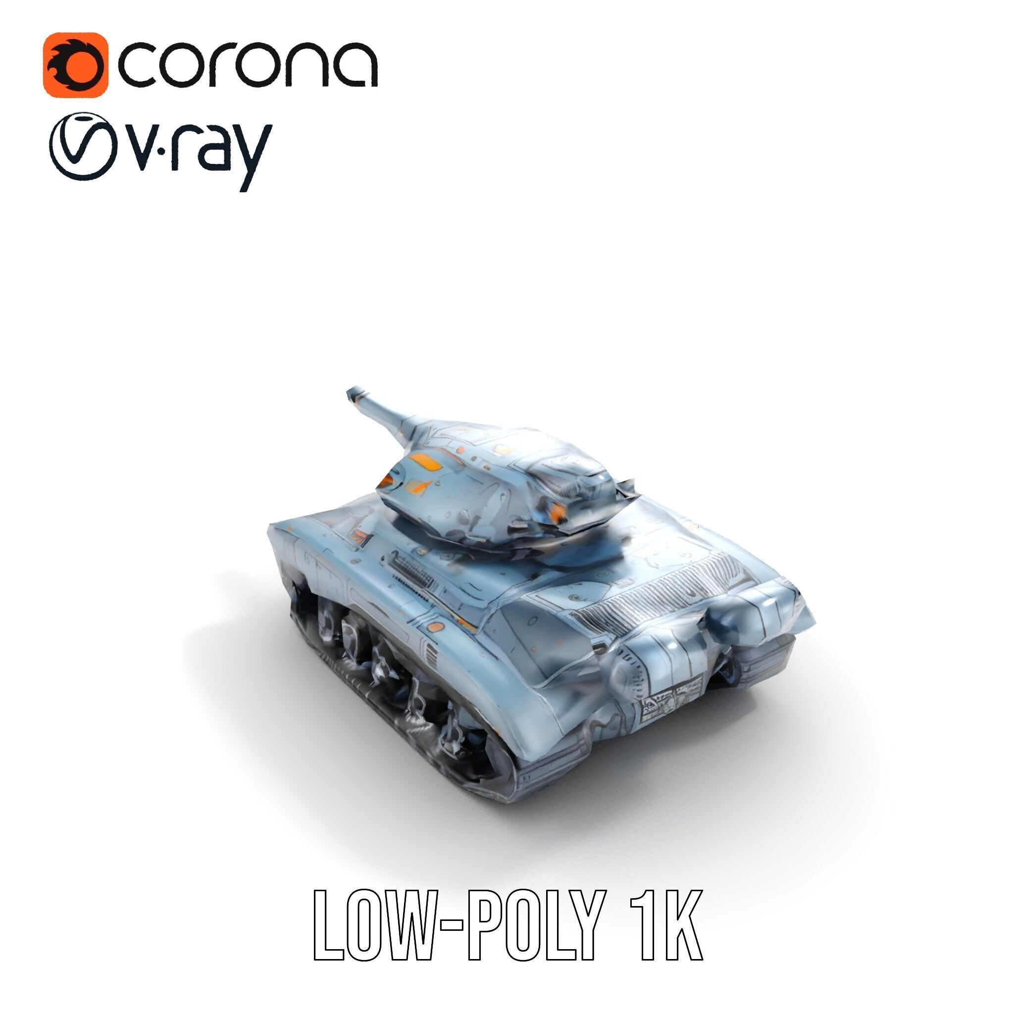 Futuristic Battle Tank Model Pack for Rendering and Games Low-poly 3D model_11