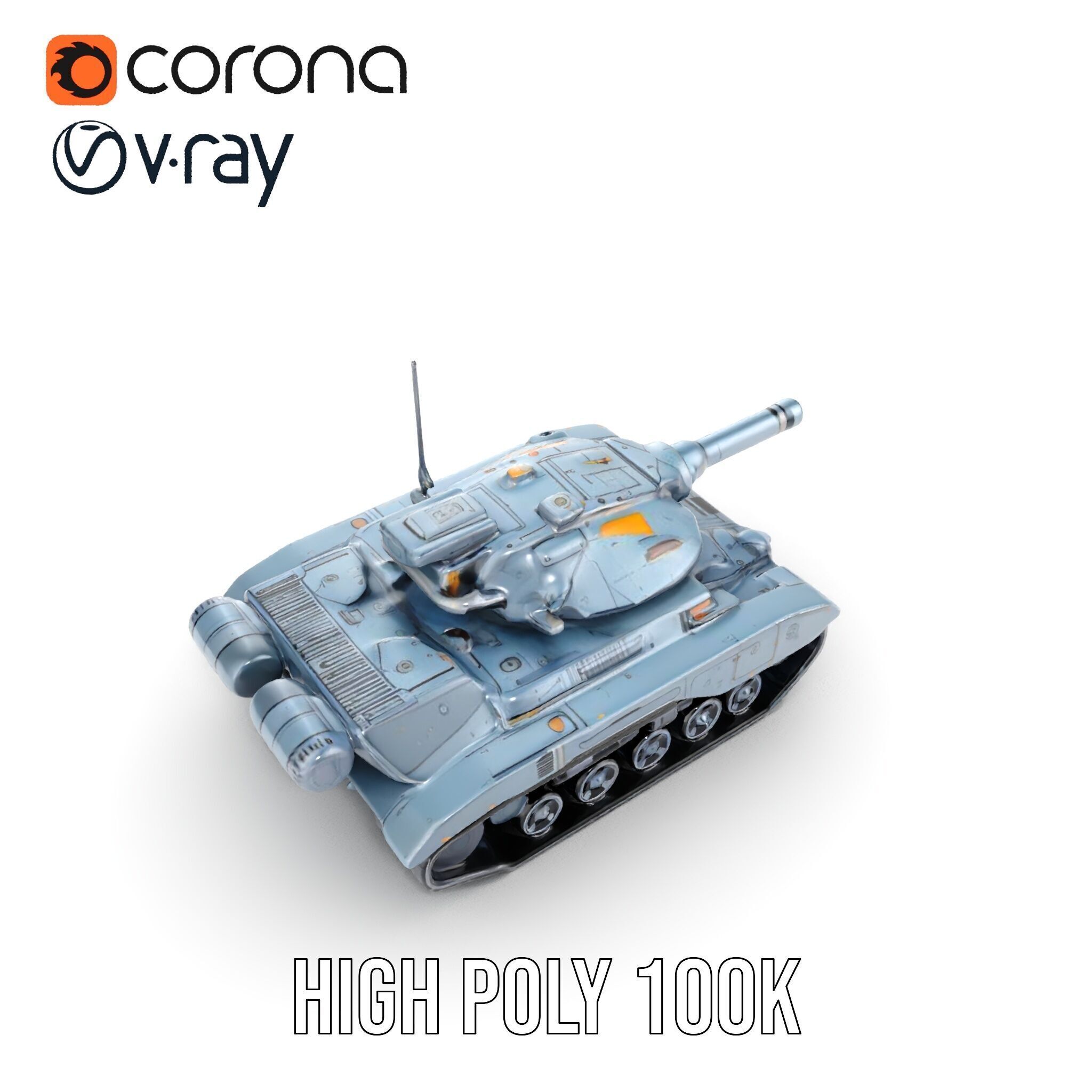 Futuristic Battle Tank Model Pack for Rendering and Games Low-poly 3D model_20