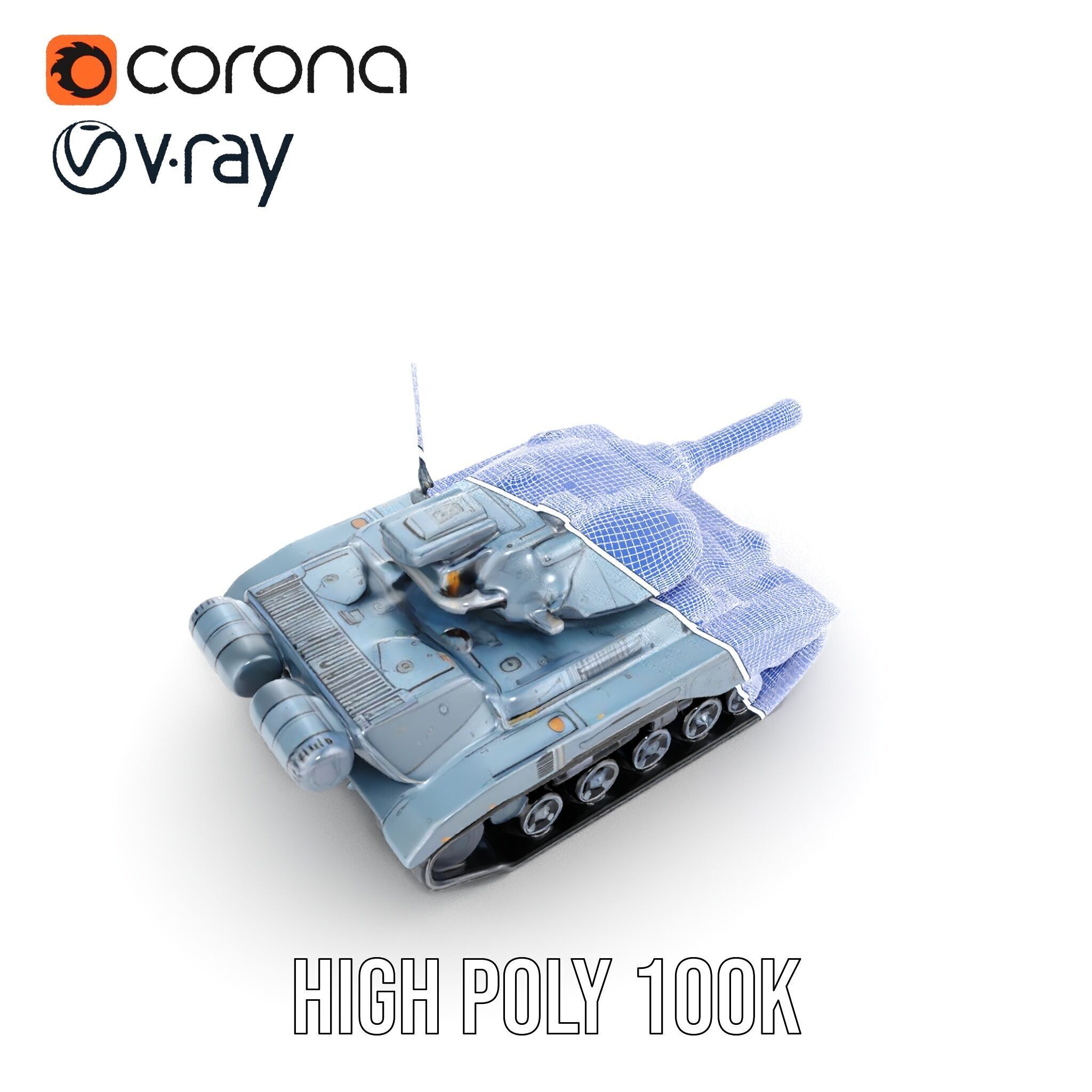 Futuristic Battle Tank Model Pack for Rendering and Games Low-poly 3D model_38