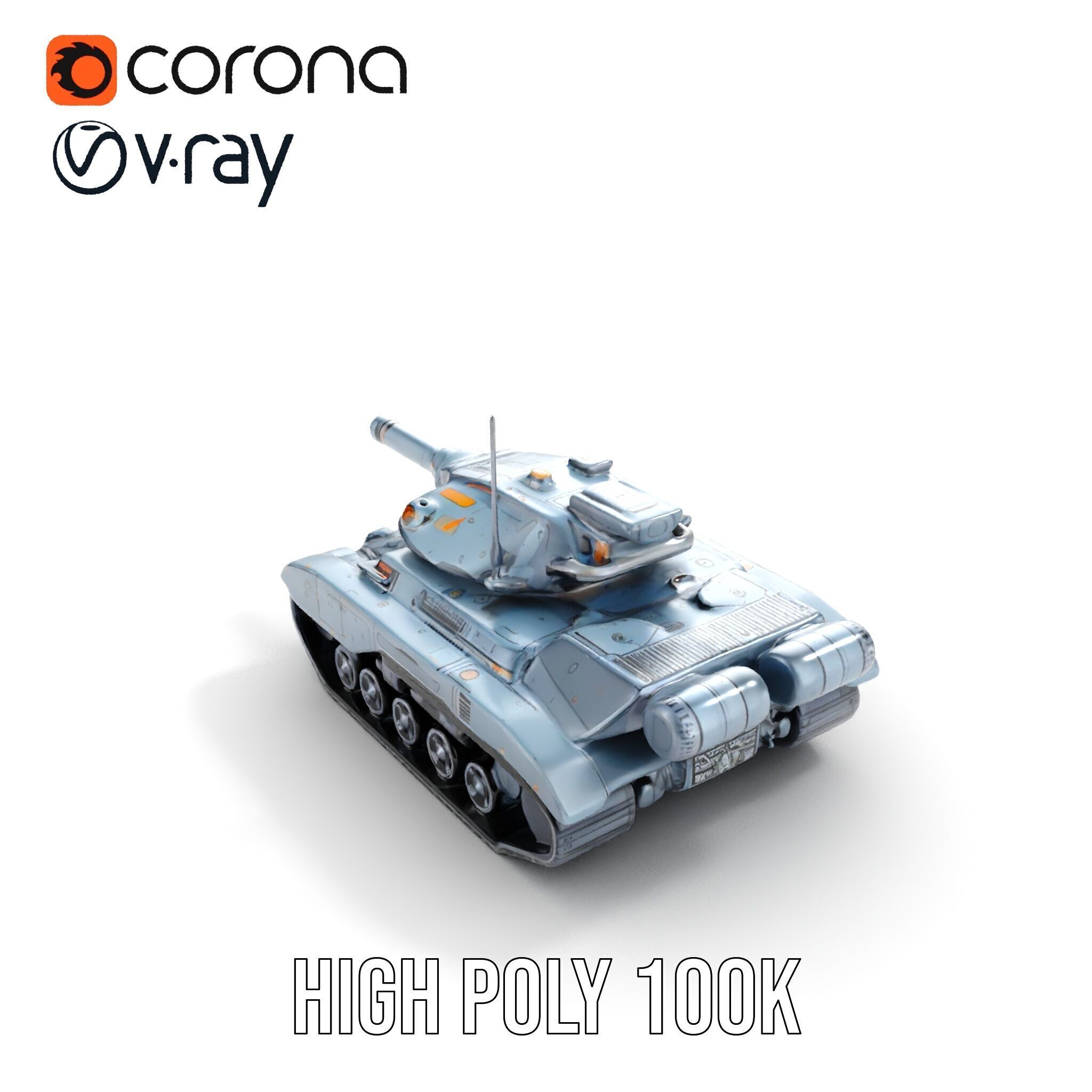 Futuristic Battle Tank Model Pack for Rendering and Games Low-poly 3D model_25