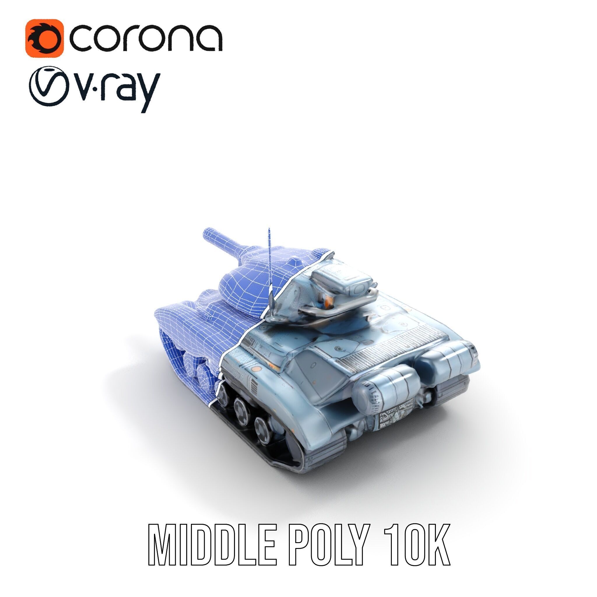 Futuristic Battle Tank Model Pack for Rendering and Games Low-poly 3D model_18