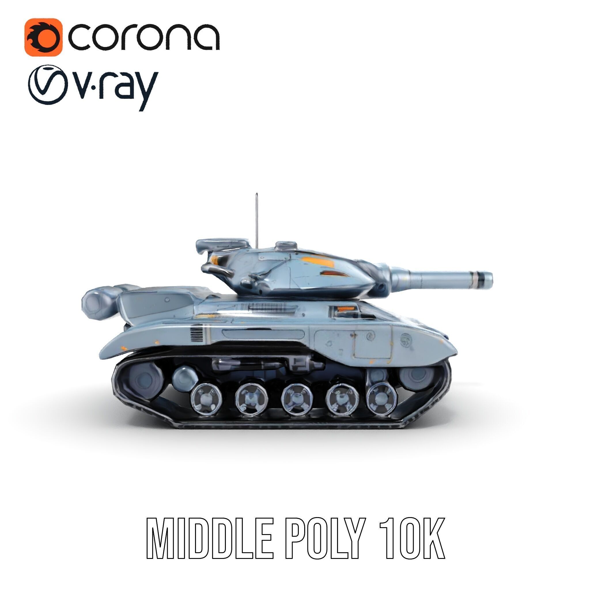 Futuristic Battle Tank Model Pack for Rendering and Games Low-poly 3D model_23