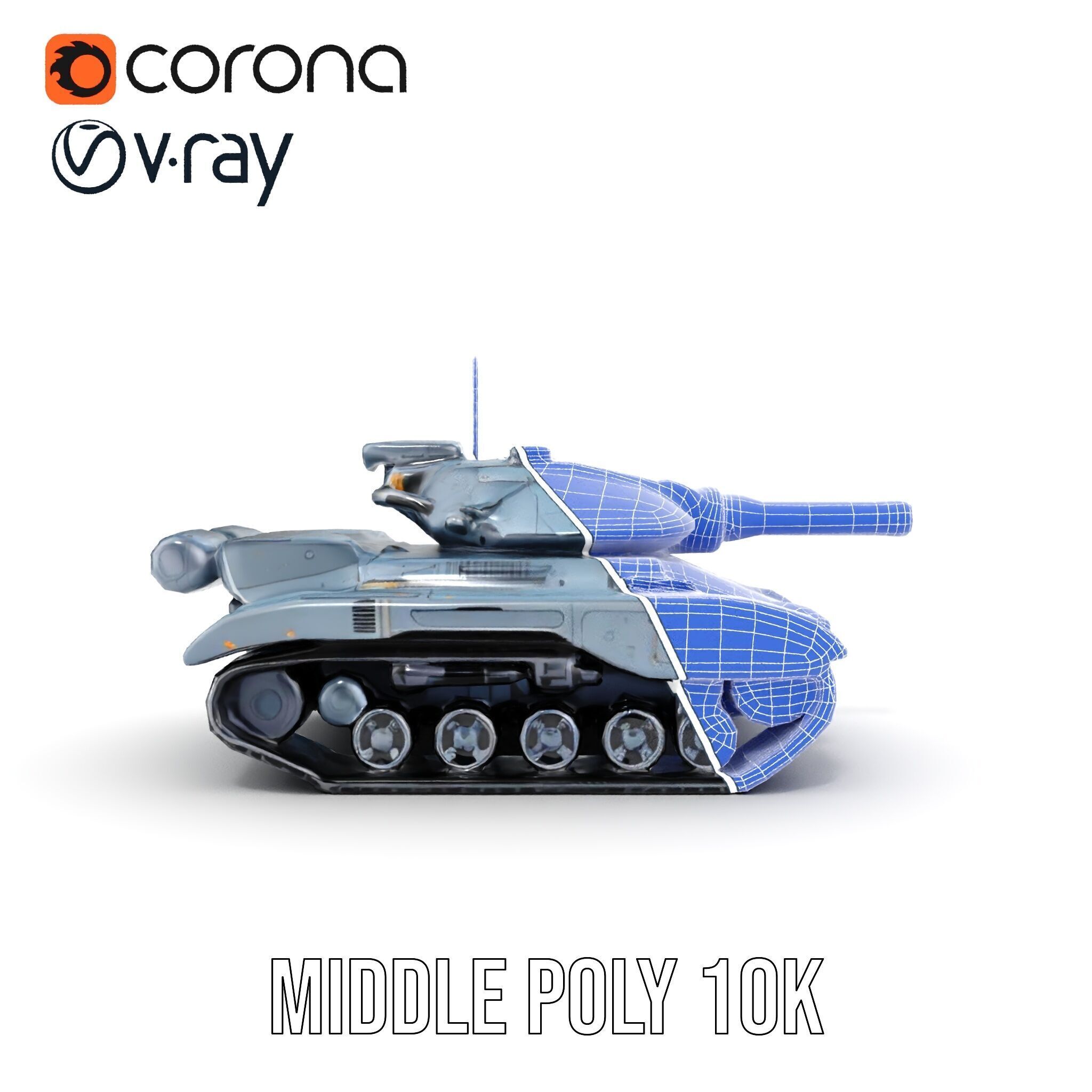 Futuristic Battle Tank Model Pack for Rendering and Games Low-poly 3D model_32