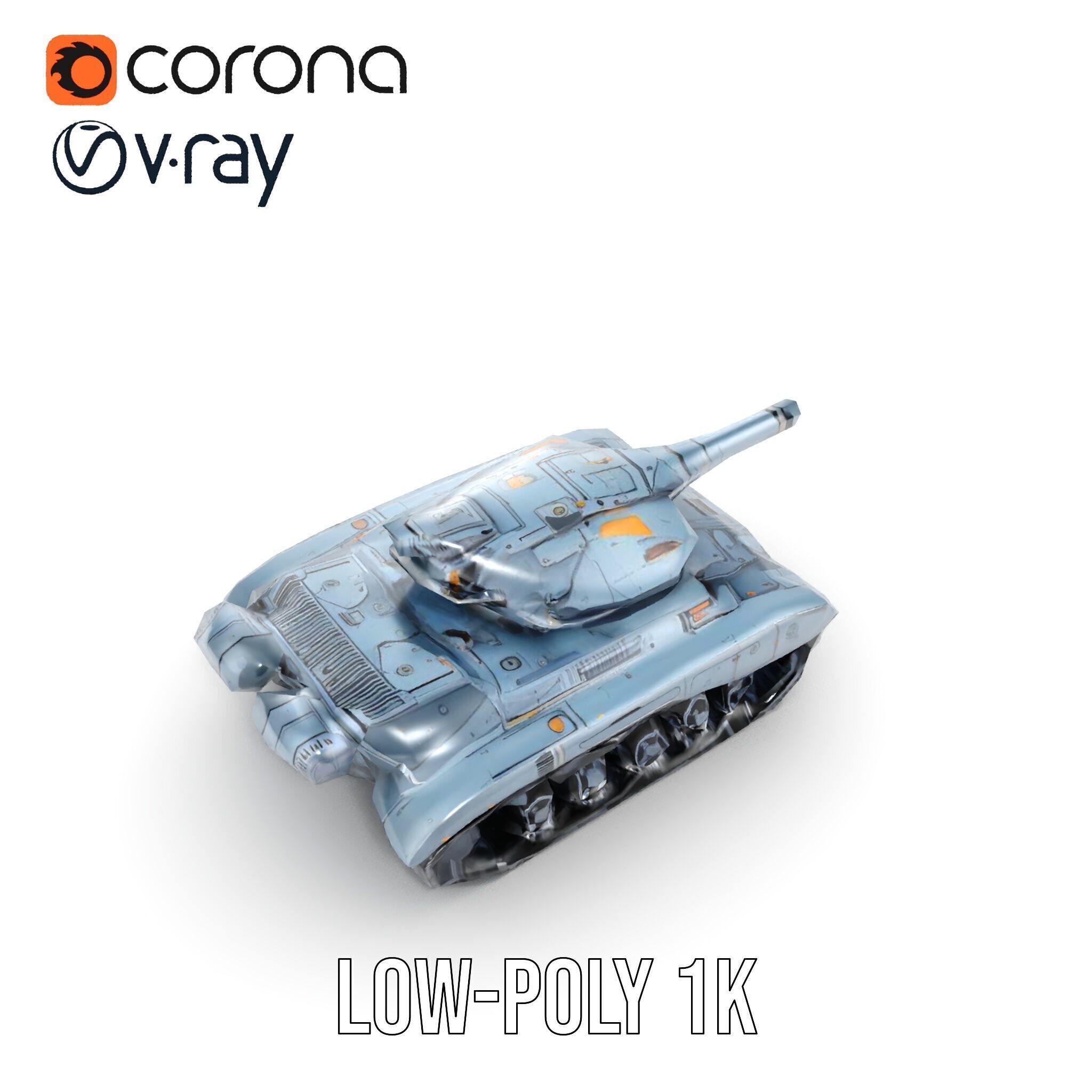 Futuristic Battle Tank Model Pack for Rendering and Games Low-poly 3D model_8