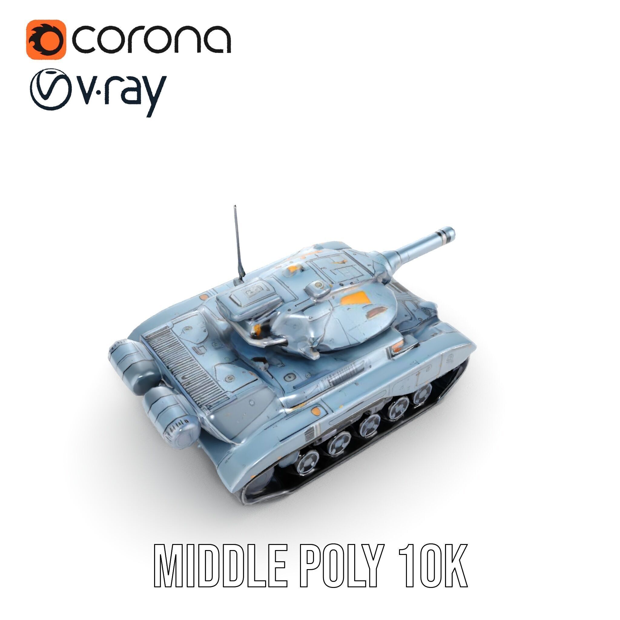 Futuristic Battle Tank Model Pack for Rendering and Games Low-poly 3D model_21