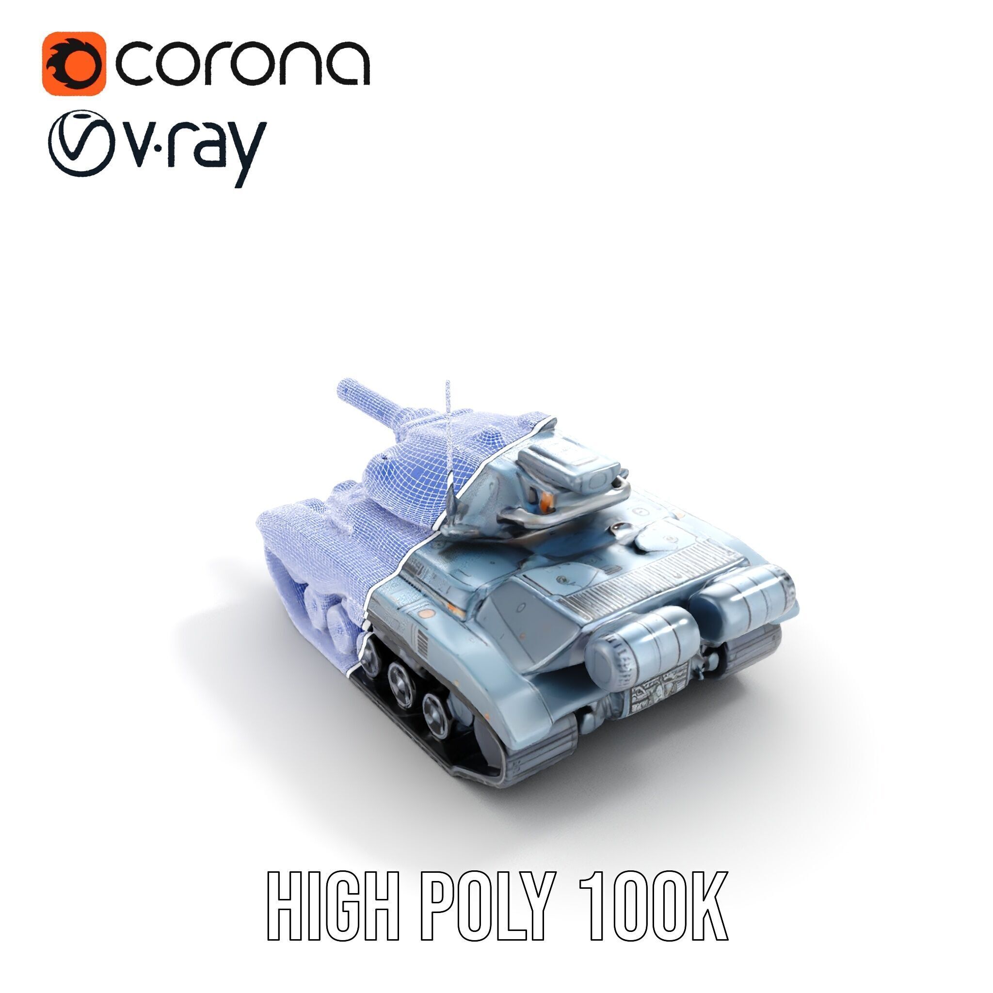 Futuristic Battle Tank Model Pack for Rendering and Games Low-poly 3D model_37