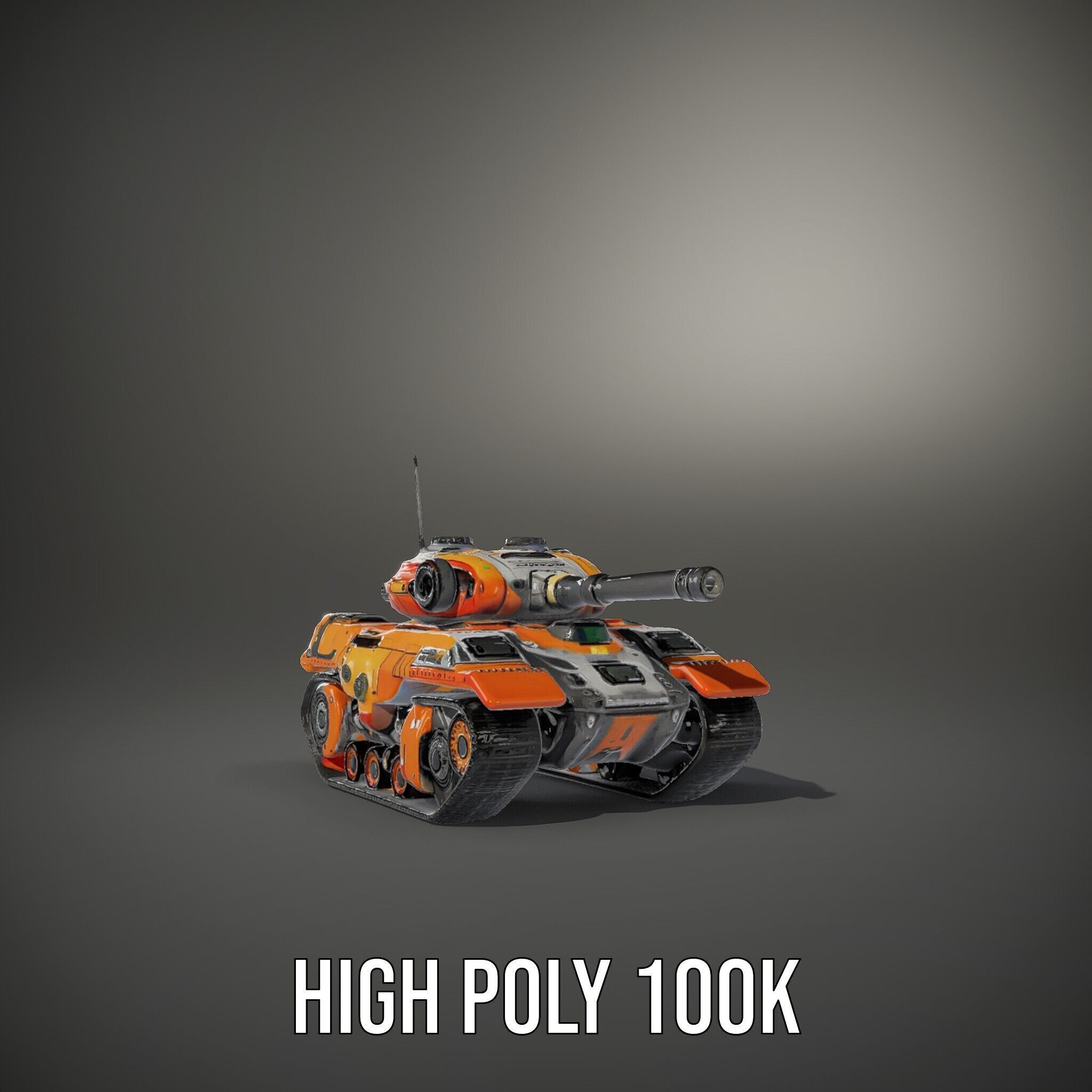 Futuristic Orange Battle Tank D Model Pack Low-poly 3D model_12