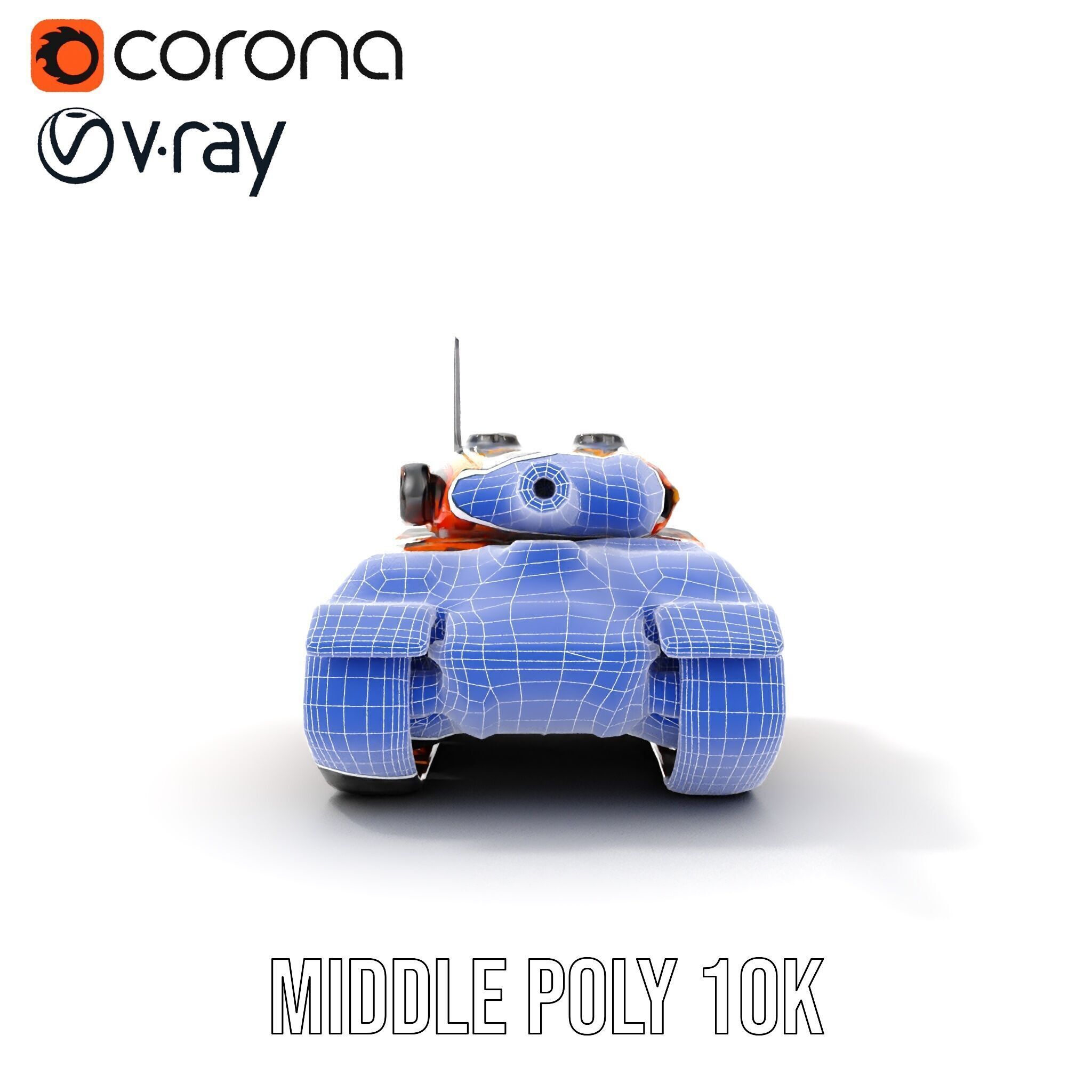 Futuristic Orange Battle Tank D Model Pack Low-poly 3D model_24