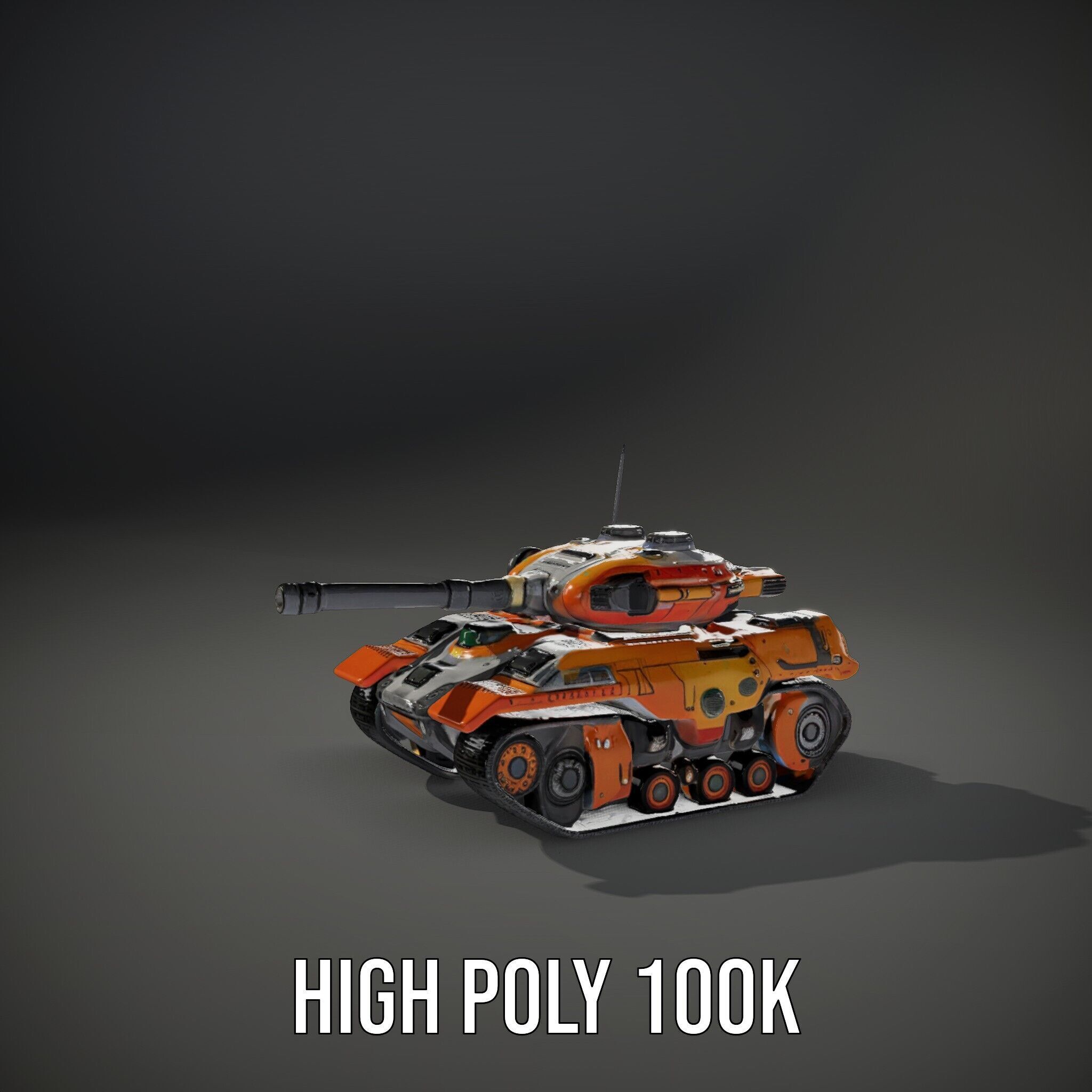 Futuristic Orange Battle Tank D Model Pack Low-poly 3D model_15