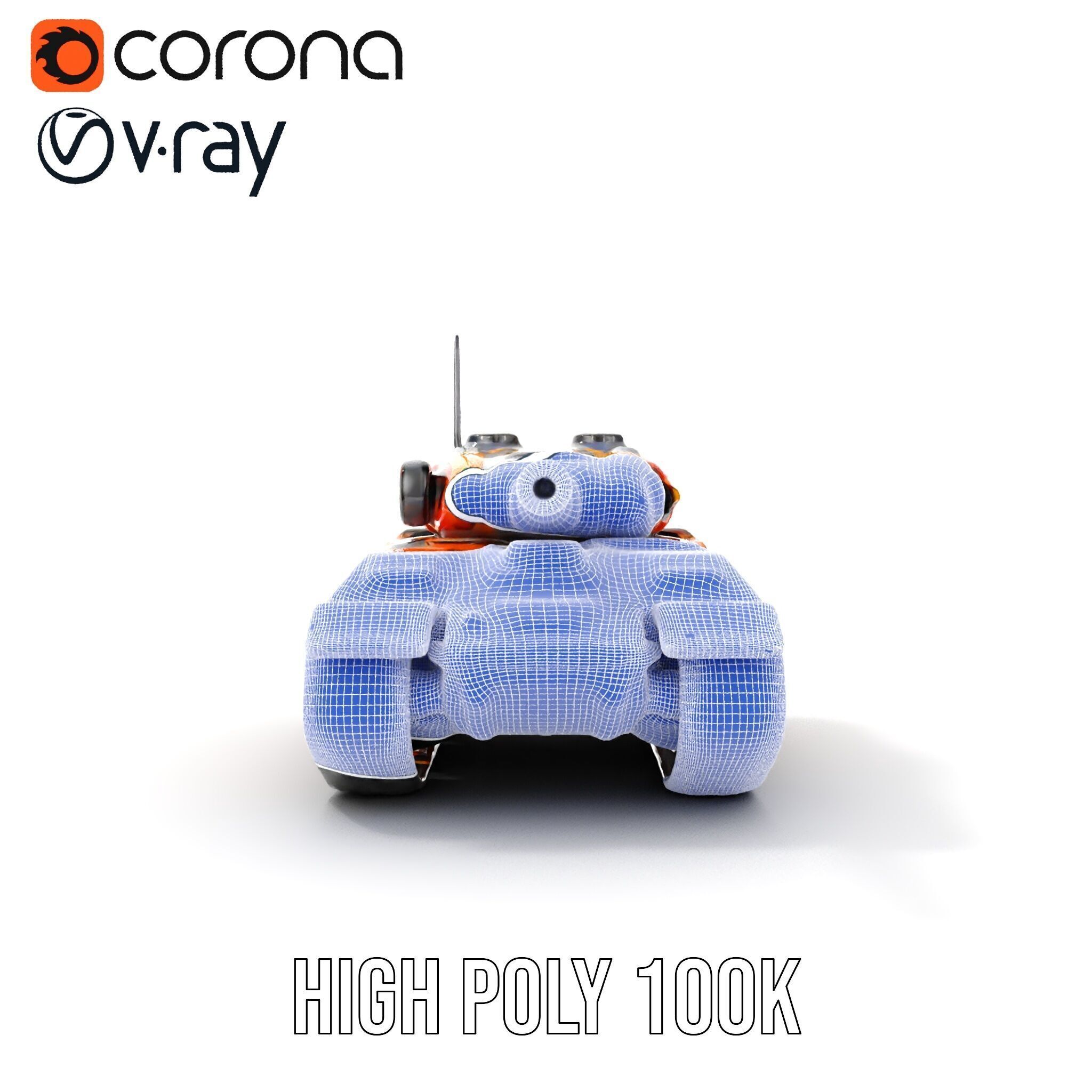 Futuristic Orange Battle Tank D Model Pack Low-poly 3D model_37