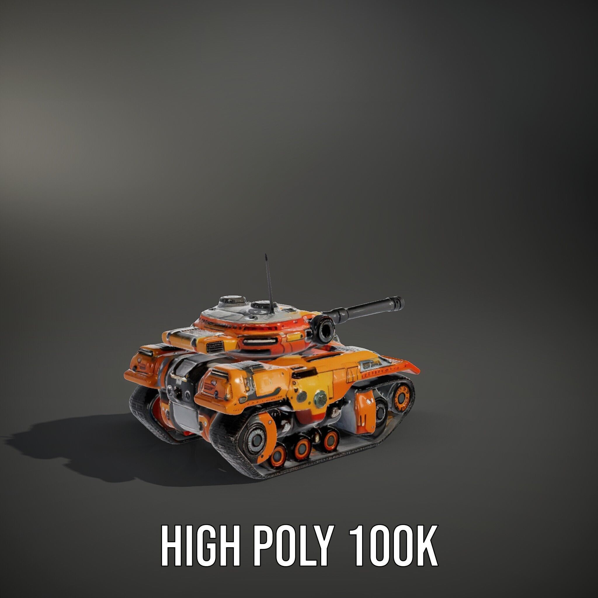 Futuristic Orange Battle Tank D Model Pack Low-poly 3D model_9