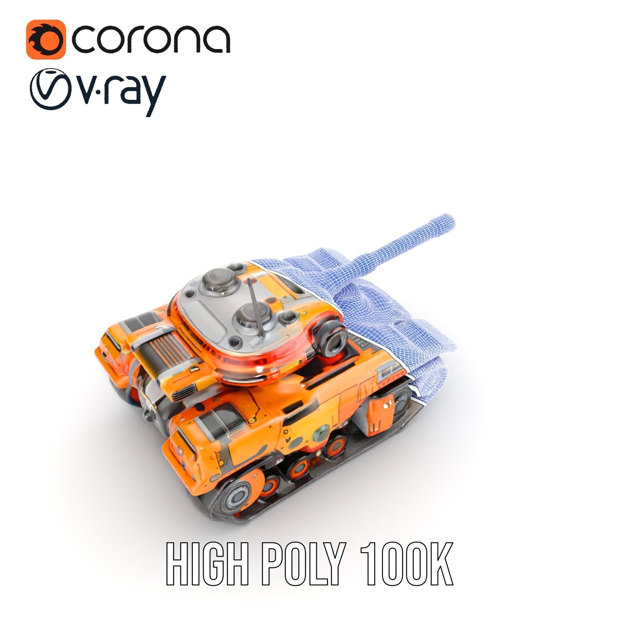 Futuristic Orange Battle Tank D Model Pack Low-poly 3D model_31