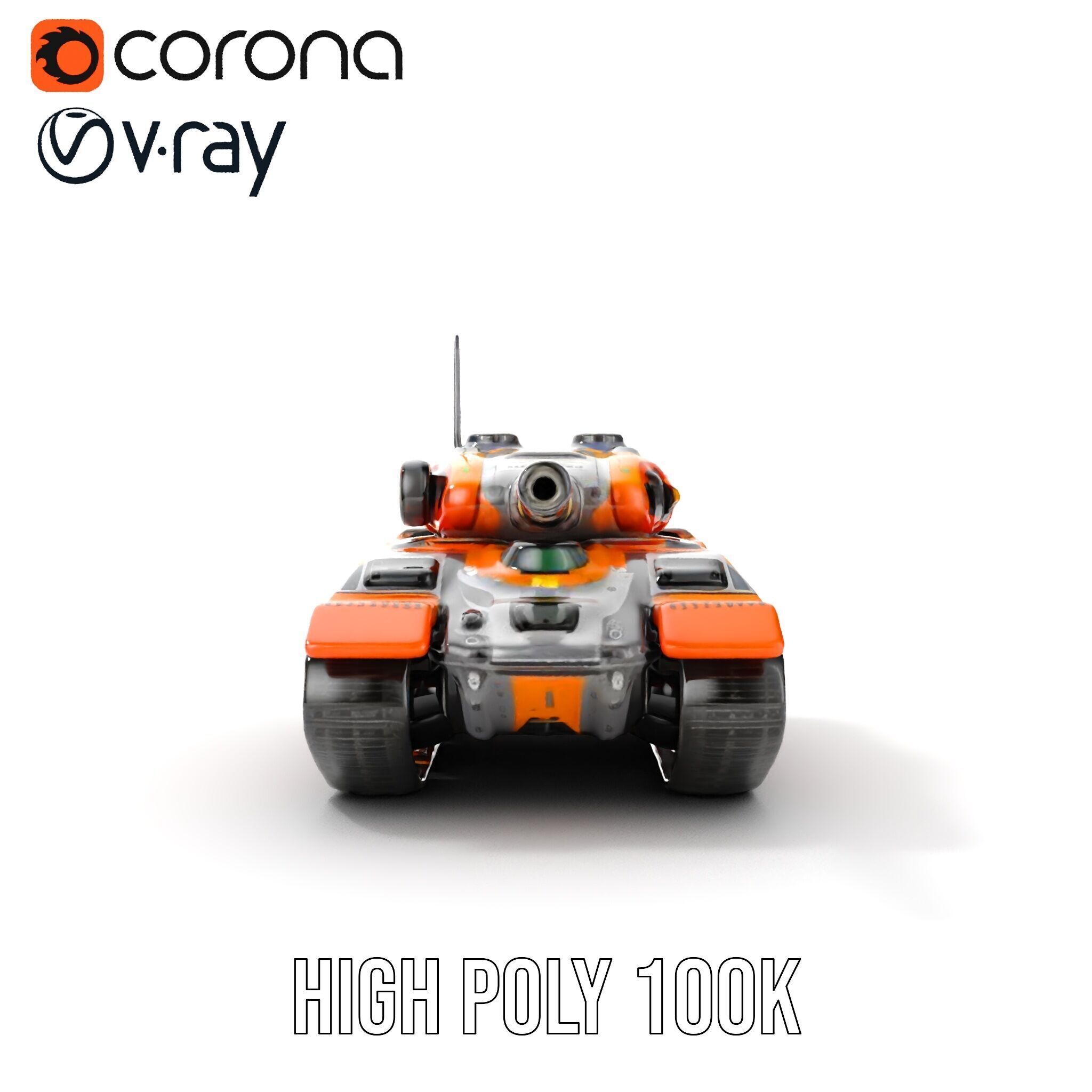 Futuristic Orange Battle Tank D Model Pack Low-poly 3D model_20