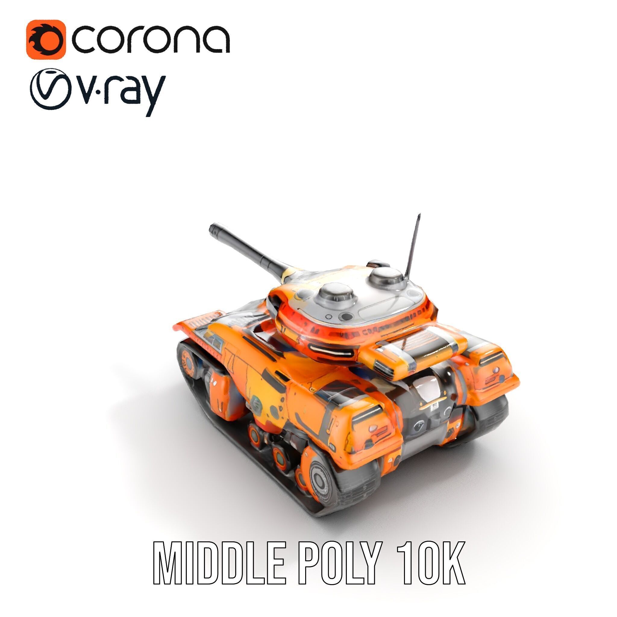 Futuristic Orange Battle Tank D Model Pack Low-poly 3D model_16