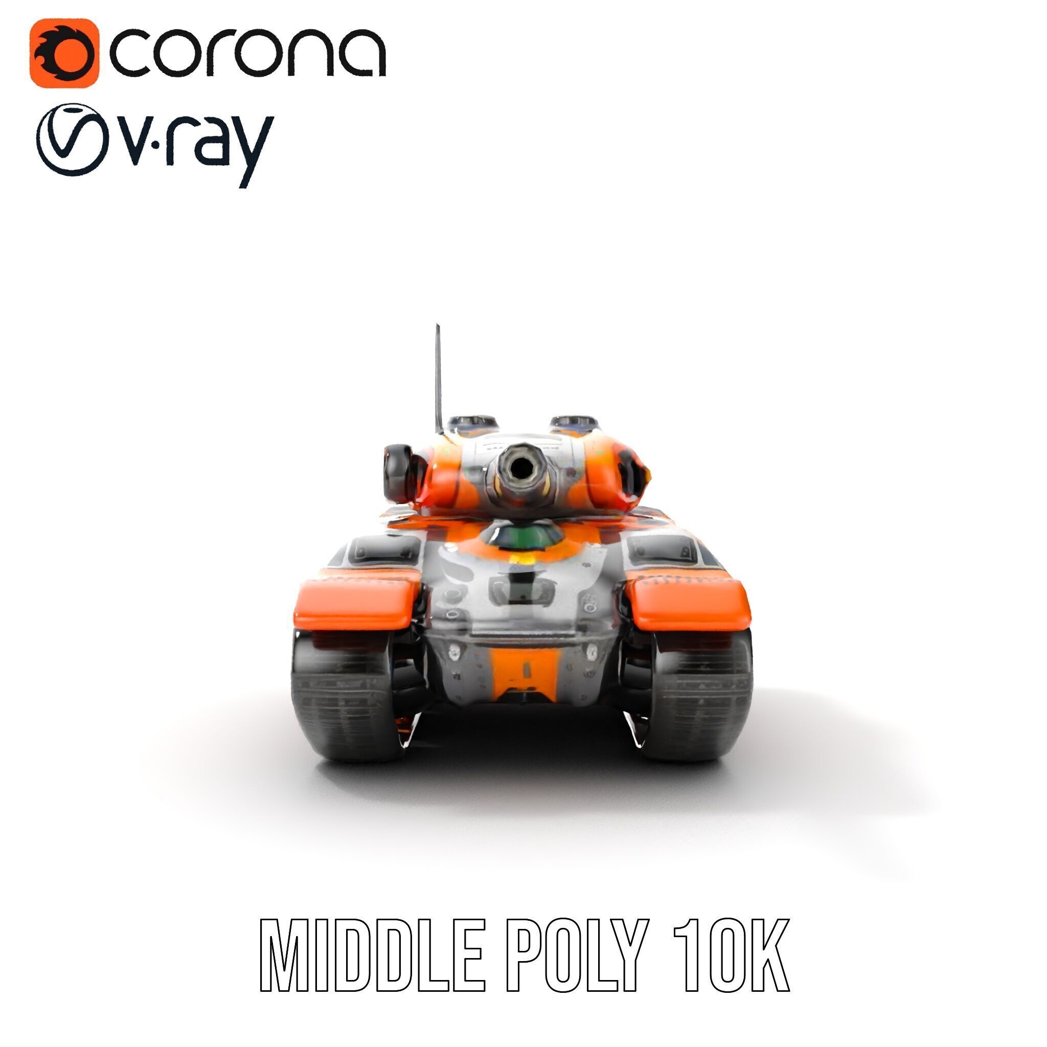 Futuristic Orange Battle Tank D Model Pack Low-poly 3D model_21