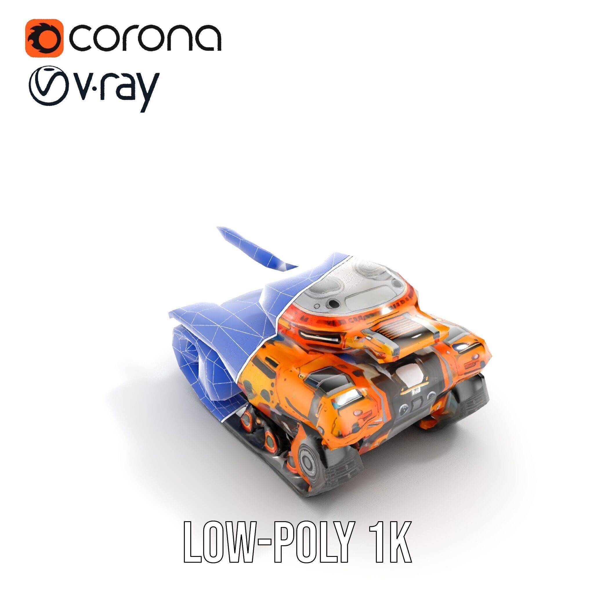 Futuristic Orange Battle Tank D Model Pack Low-poly 3D model_14