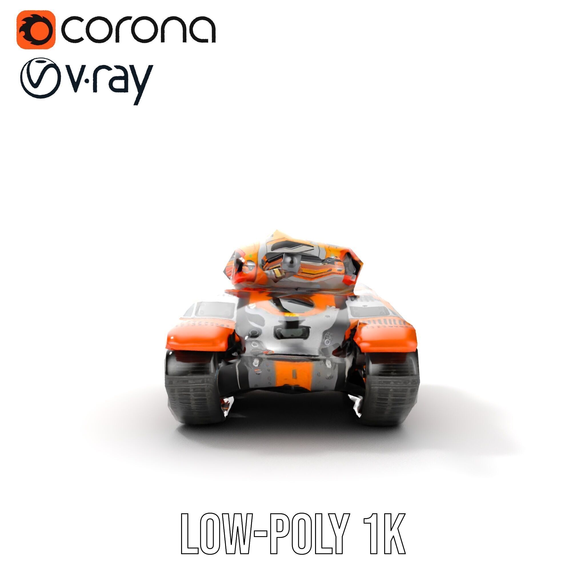 Futuristic Orange Battle Tank D Model Pack Low-poly 3D model_22