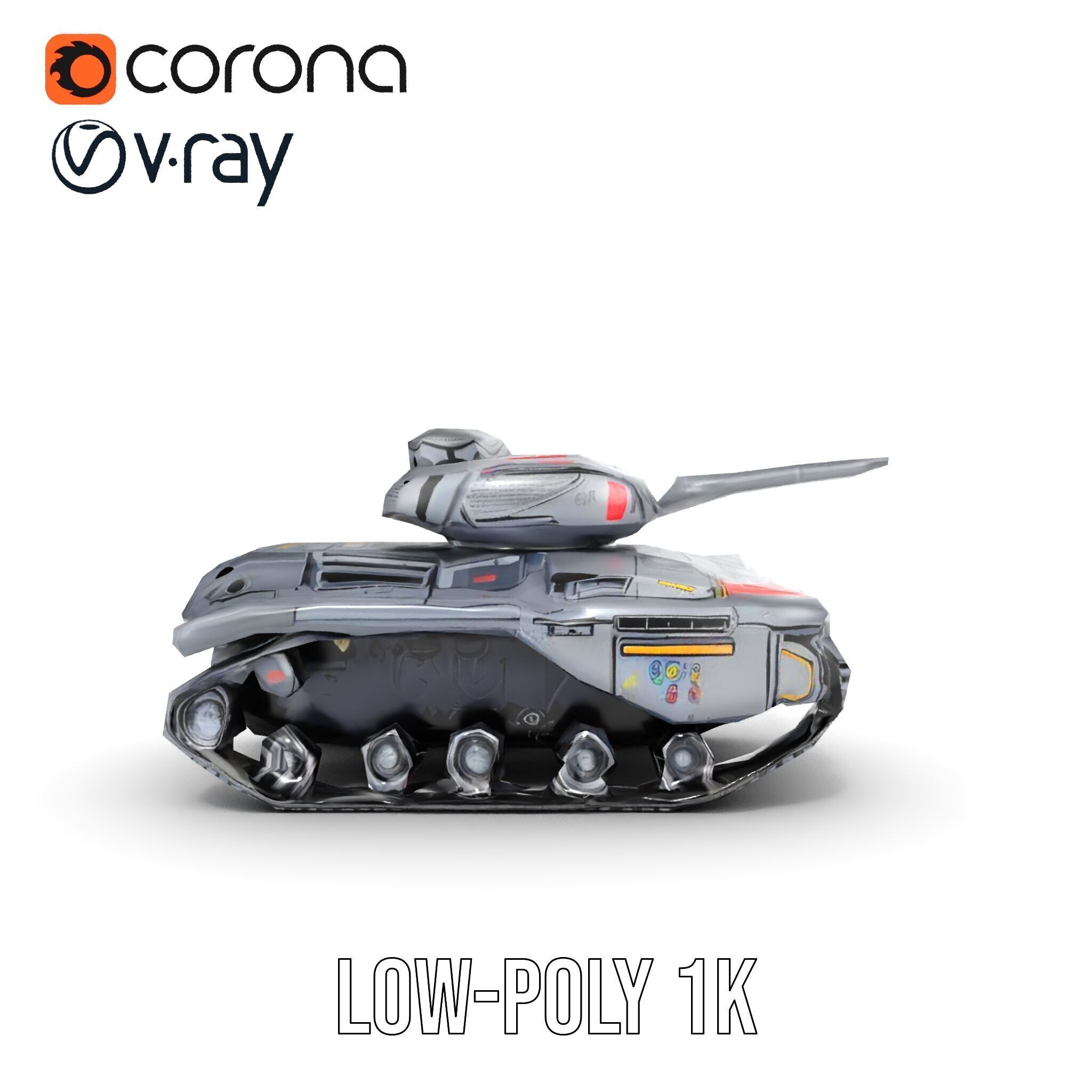 Futuristic Tank D Model Pack Low-poly 3D model_25