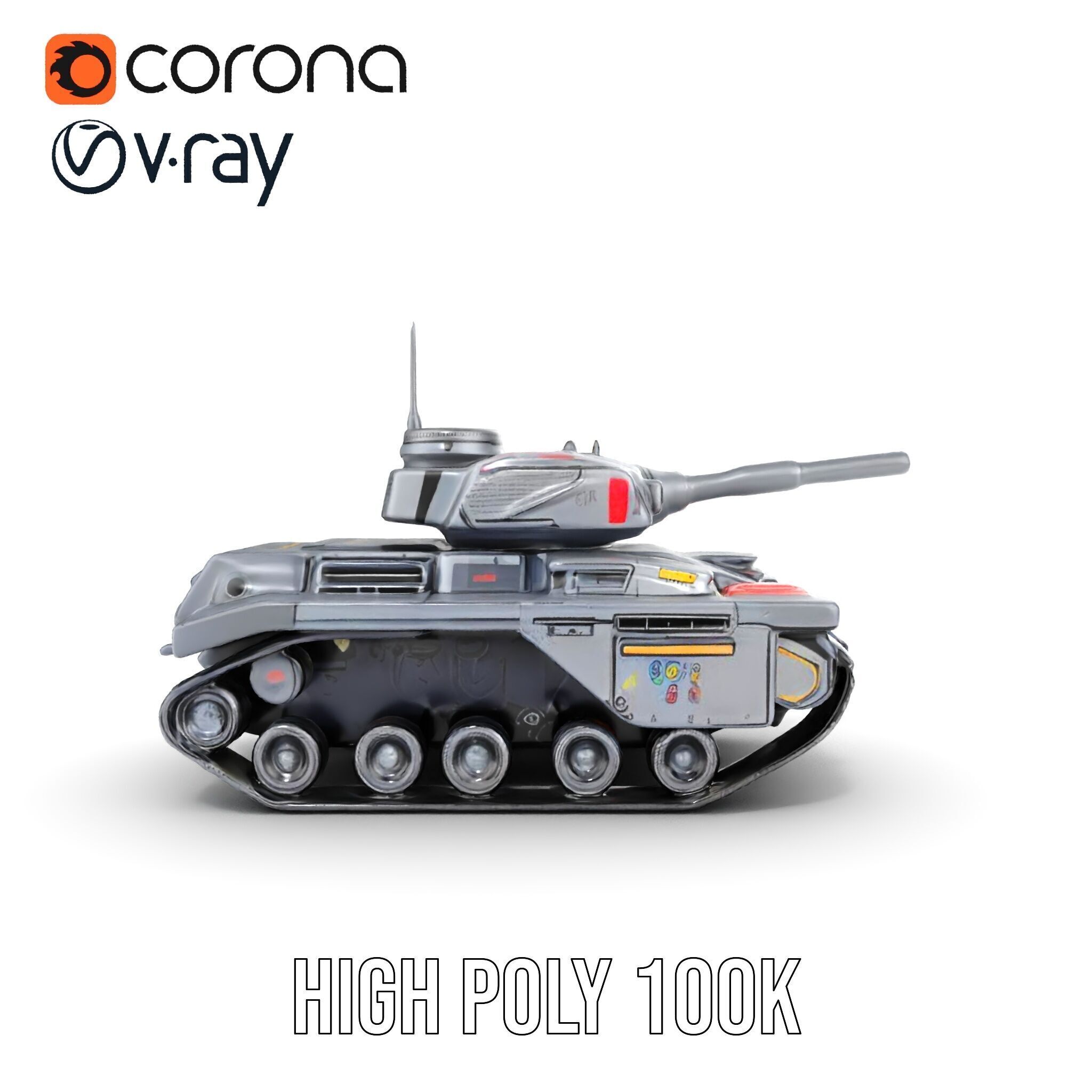 Futuristic Tank D Model Pack Low-poly 3D model_20