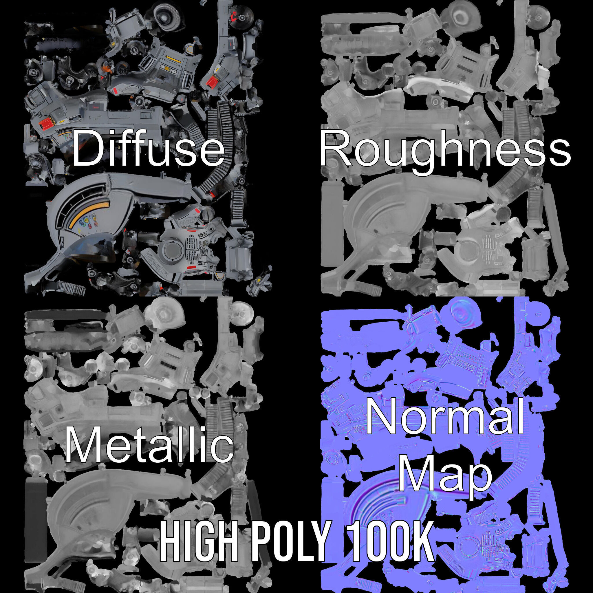 Futuristic Tank D Model Pack Low-poly 3D model_4