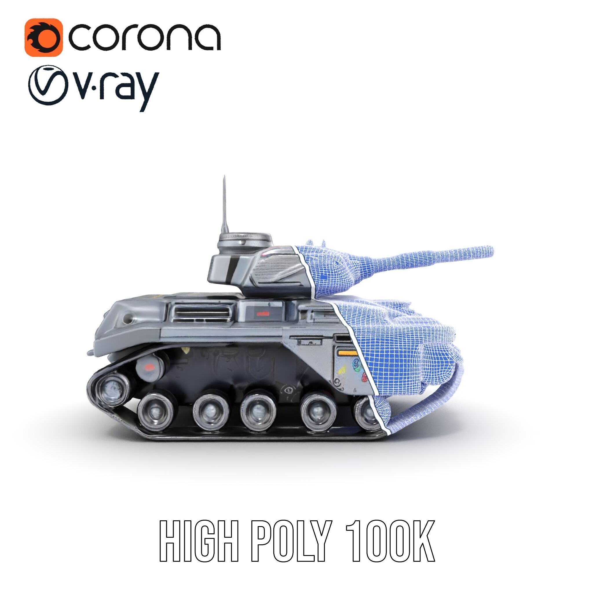 Futuristic Tank D Model Pack Low-poly 3D model_37