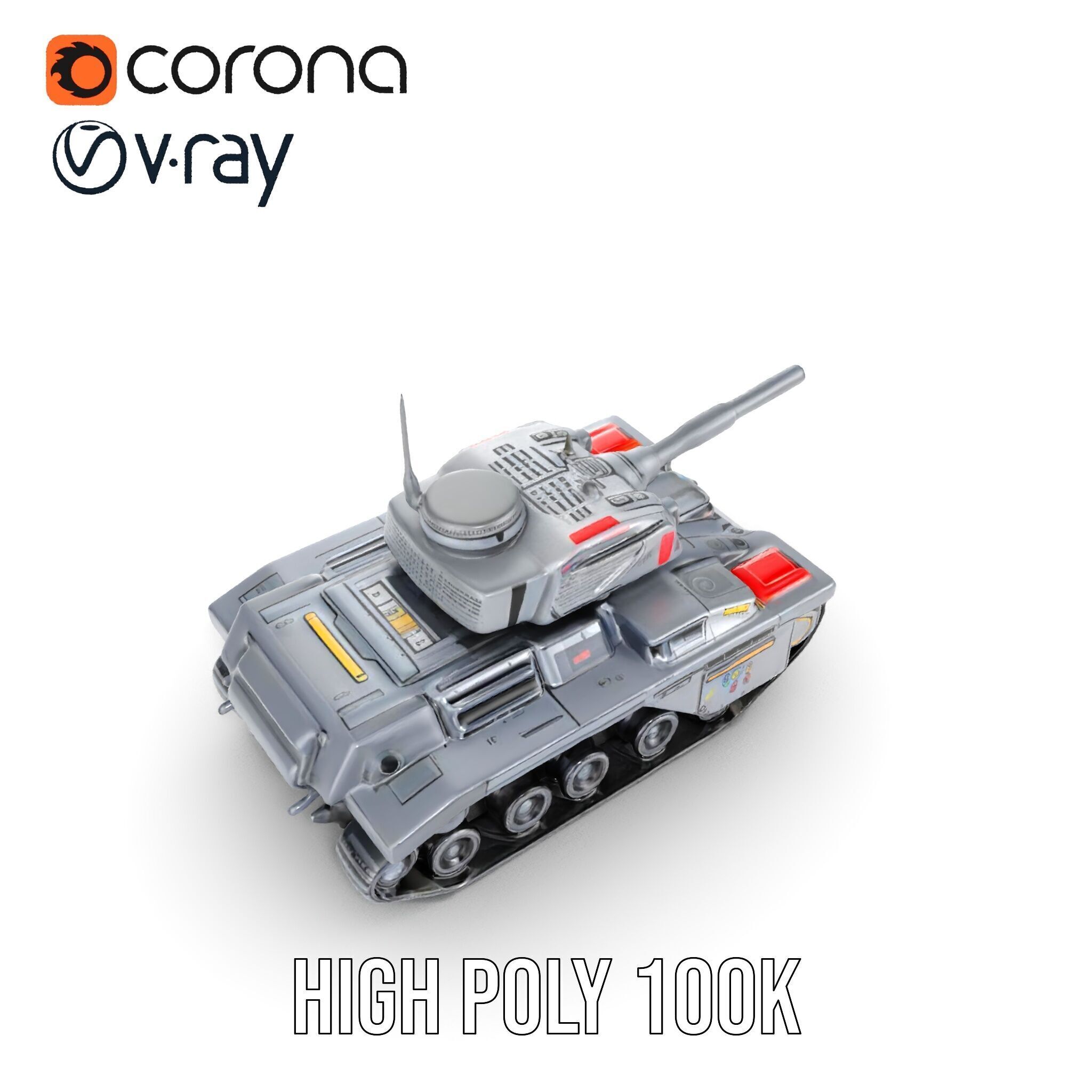 Futuristic Tank D Model Pack Low-poly 3D model_29