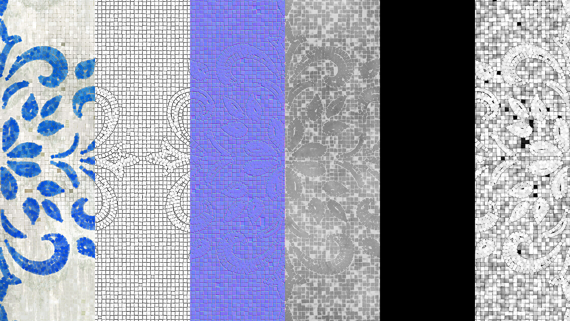 Mosaic Tiles Pattern 1 Seamless PBR Material Texture_3