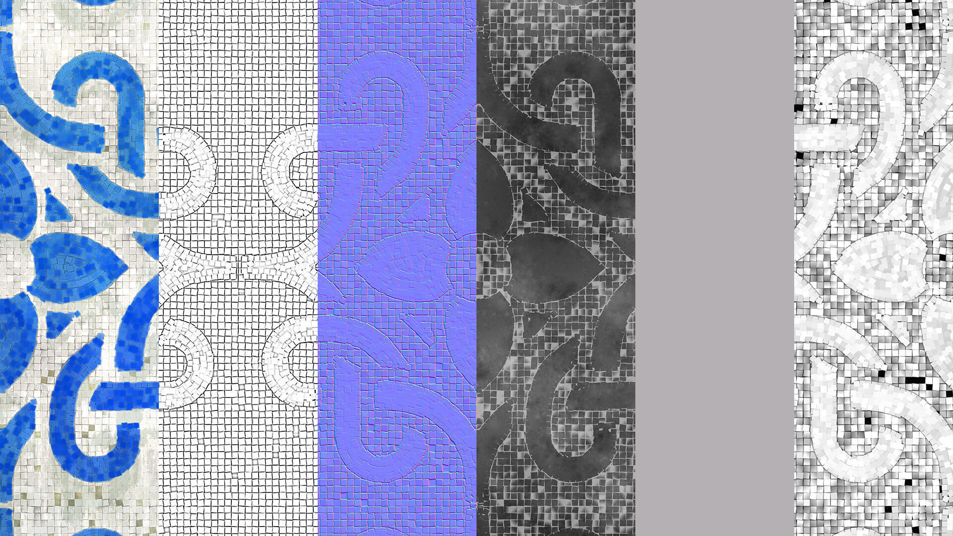 Mosaic Tiles Pattern 2 Seamless PBR Material Texture_3