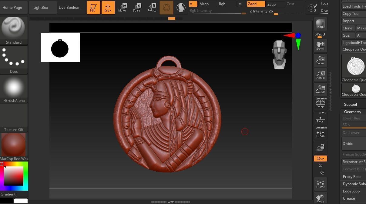 CLEOPATRA QUEEN ANCIENT EGYPT PENDANT M02 3D print model_9