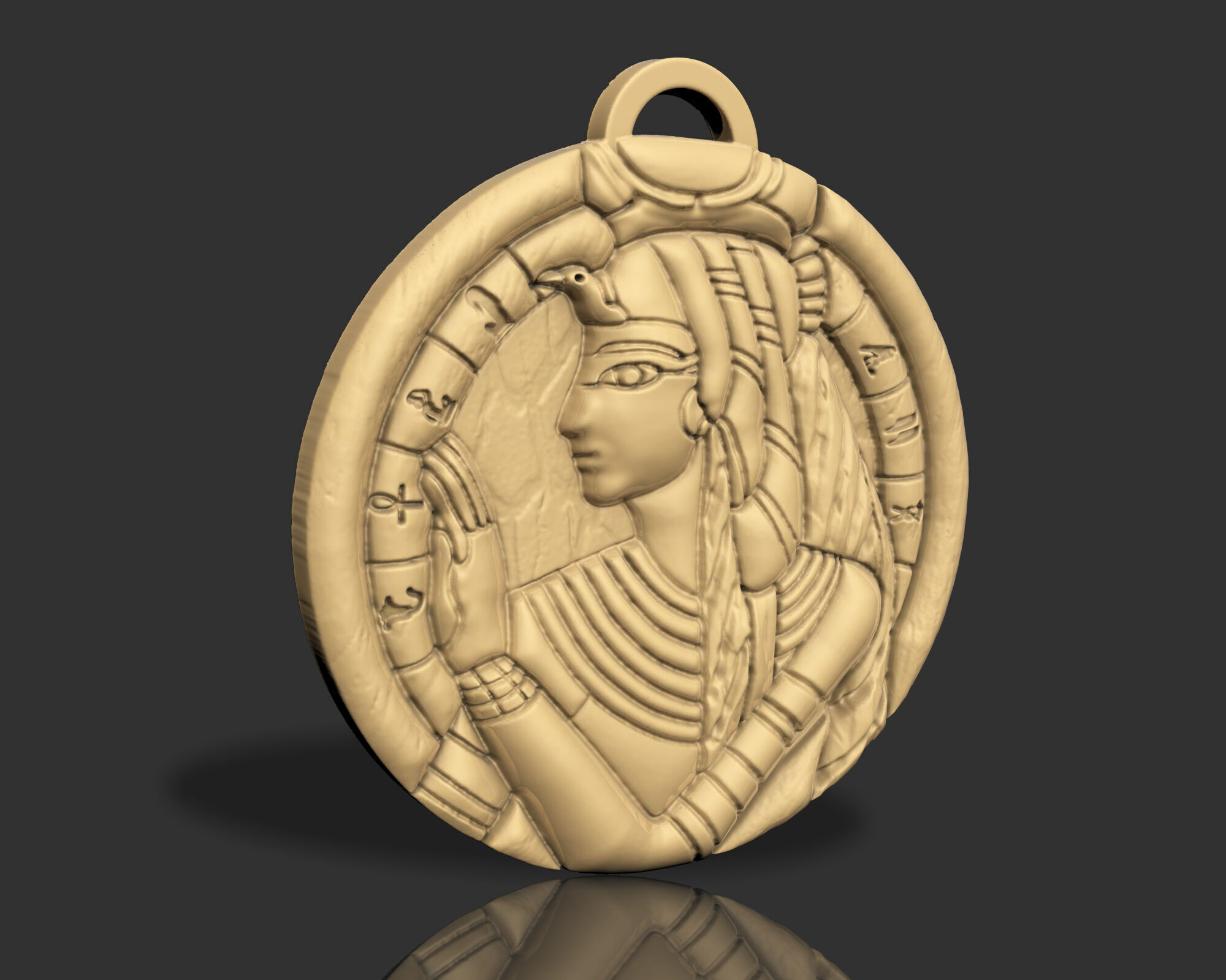 CLEOPATRA QUEEN ANCIENT EGYPT PENDANT M02 3D print model_6