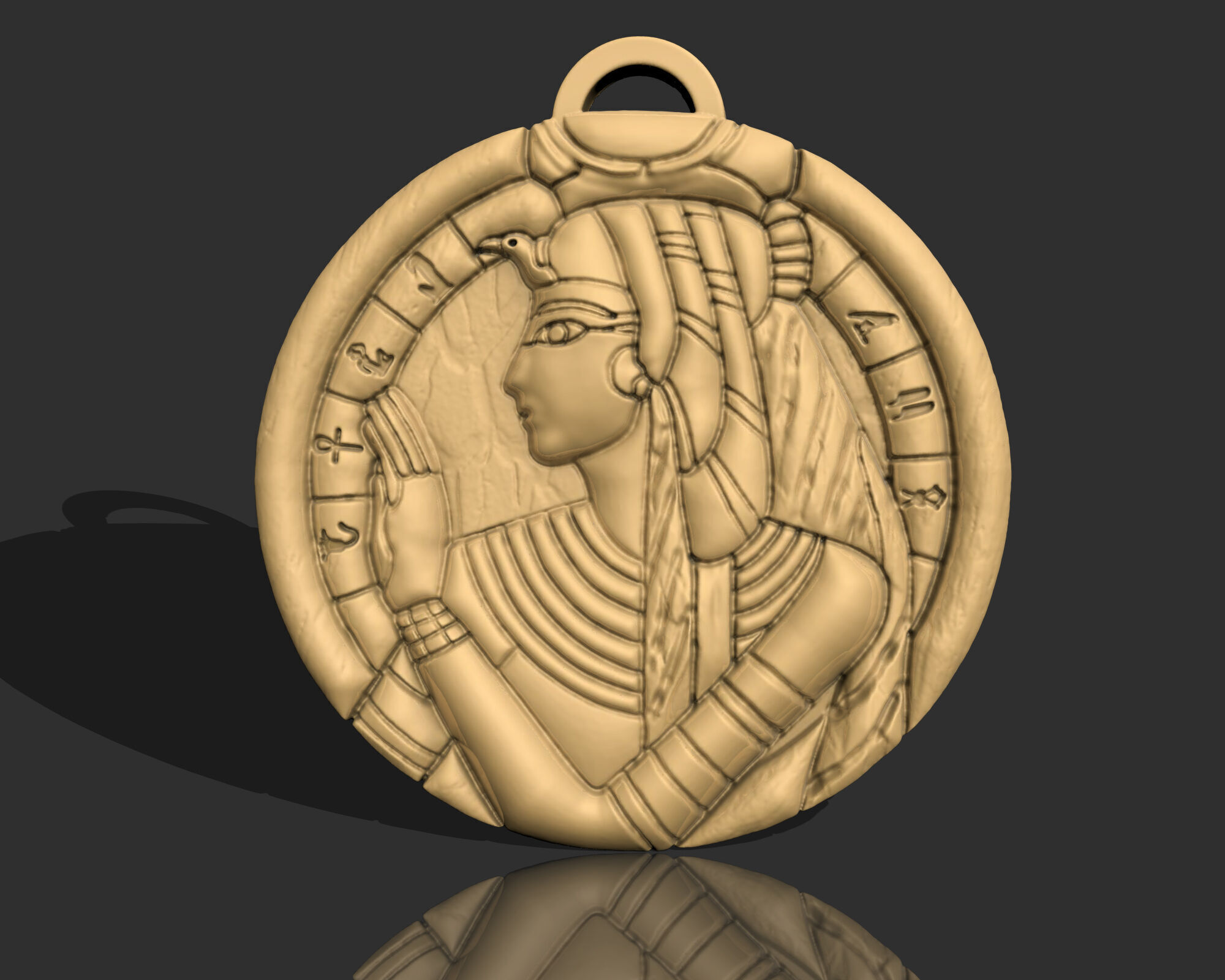CLEOPATRA QUEEN ANCIENT EGYPT PENDANT M02 3D print model_5
