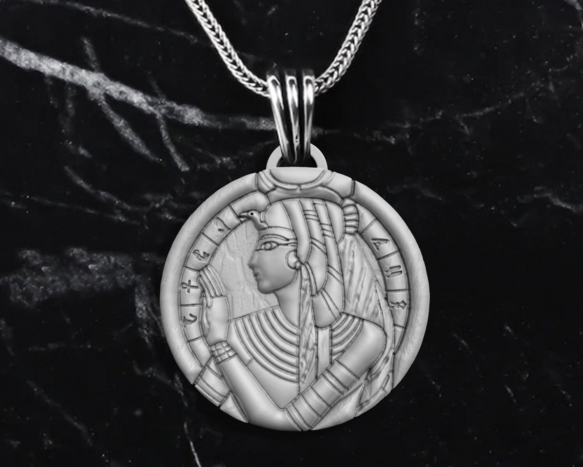 CLEOPATRA QUEEN ANCIENT EGYPT PENDANT M02 3D print model_8