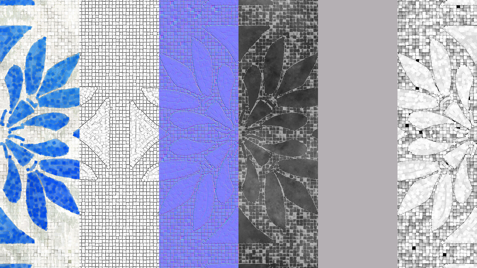 Mosaic Tiles Pattern 3 Seamless PBR Material Texture_3