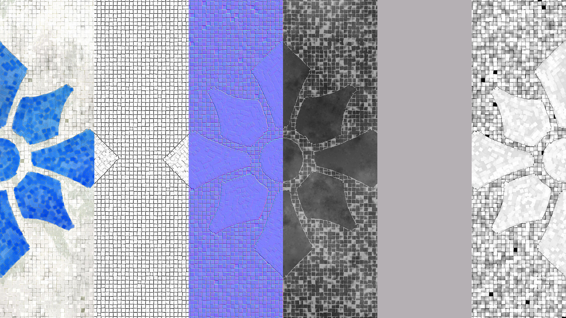 Mosaic Tiles Pattern 4 Seamless PBR Material Texture_3