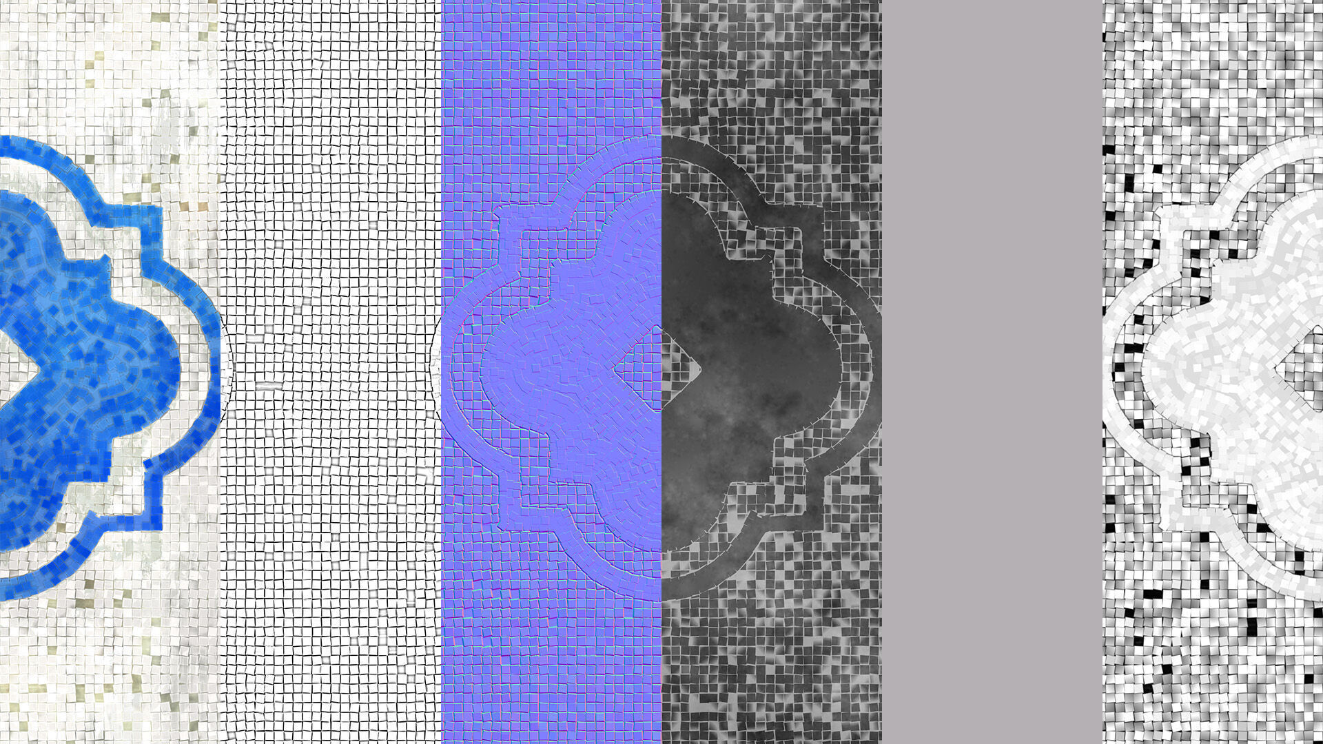 Mosaic Tiles Pattern 5 Seamless PBR Material Texture_3