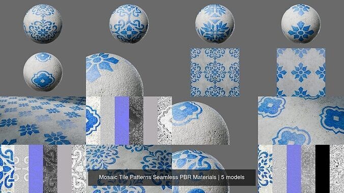 Mosaic Tile Patterns Seamless PBR Materials Texture