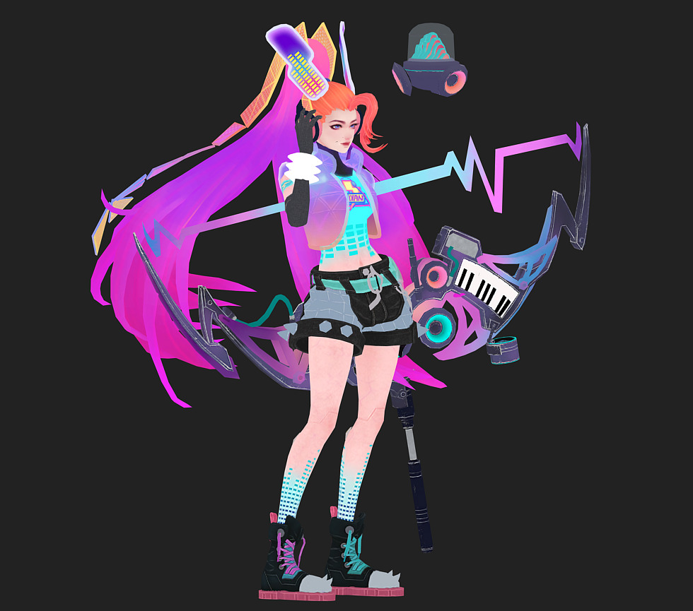 Electronic girl Low-poly 3D model_22
