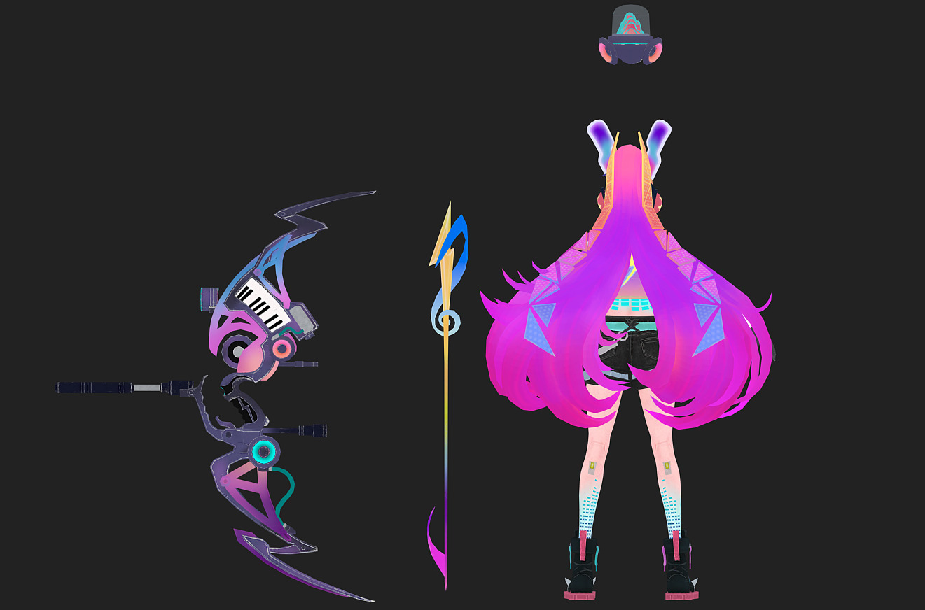 Electronic girl Low-poly 3D model_24