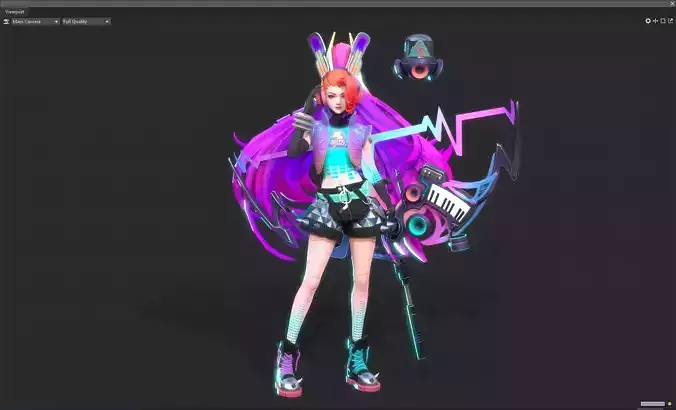 Electronic girl Low-poly 3D model