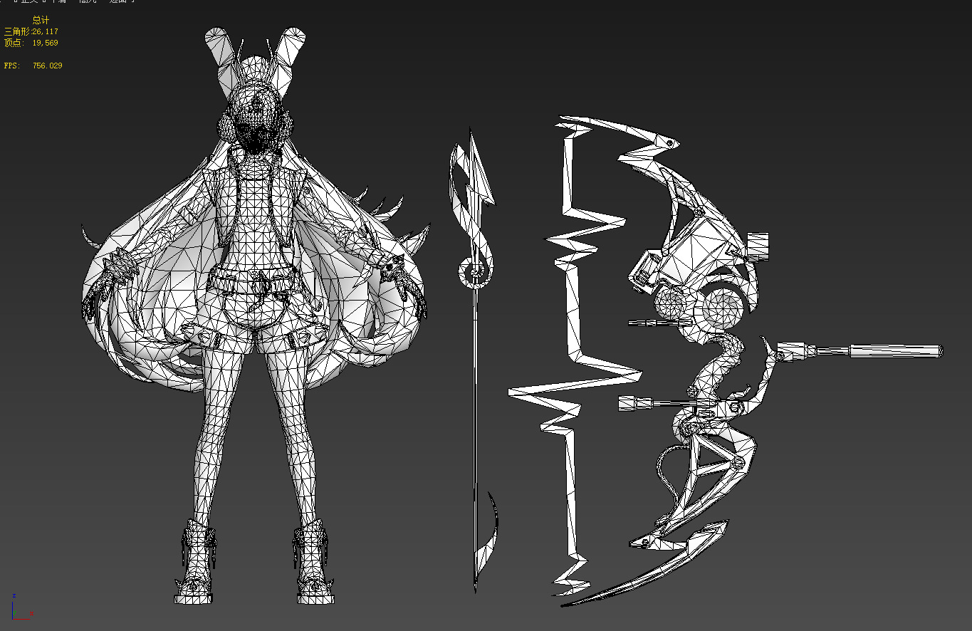 Electronic girl Low-poly 3D model_27