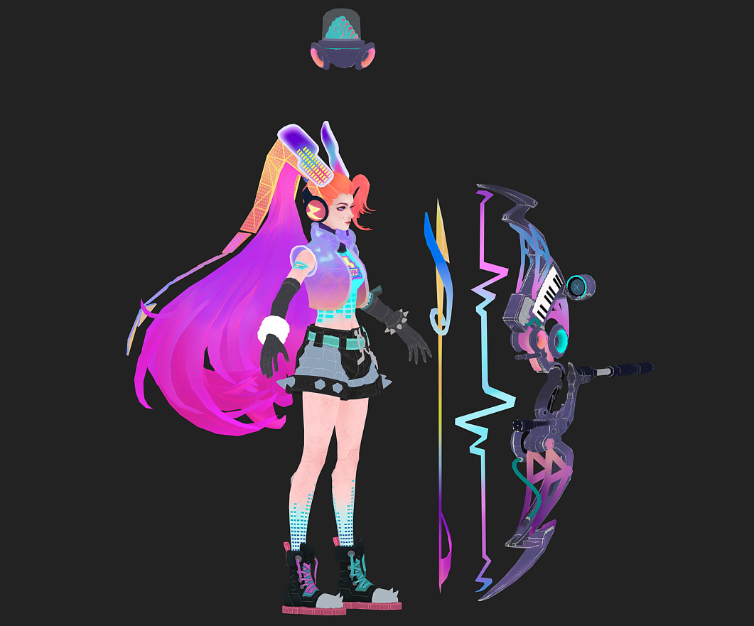 Electronic girl Low-poly 3D model_25