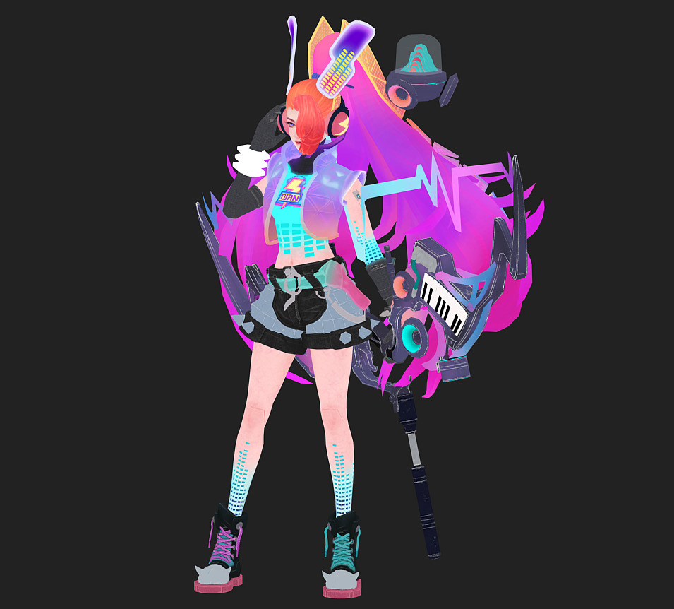 Electronic girl Low-poly 3D model_15