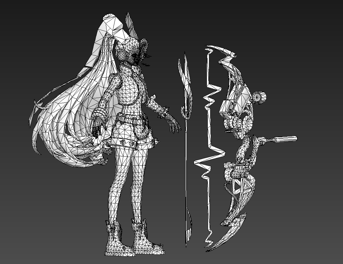 Electronic girl Low-poly 3D model_28