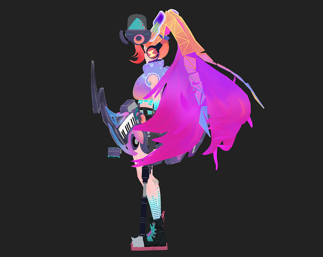 Electronic girl Low-poly 3D model_20