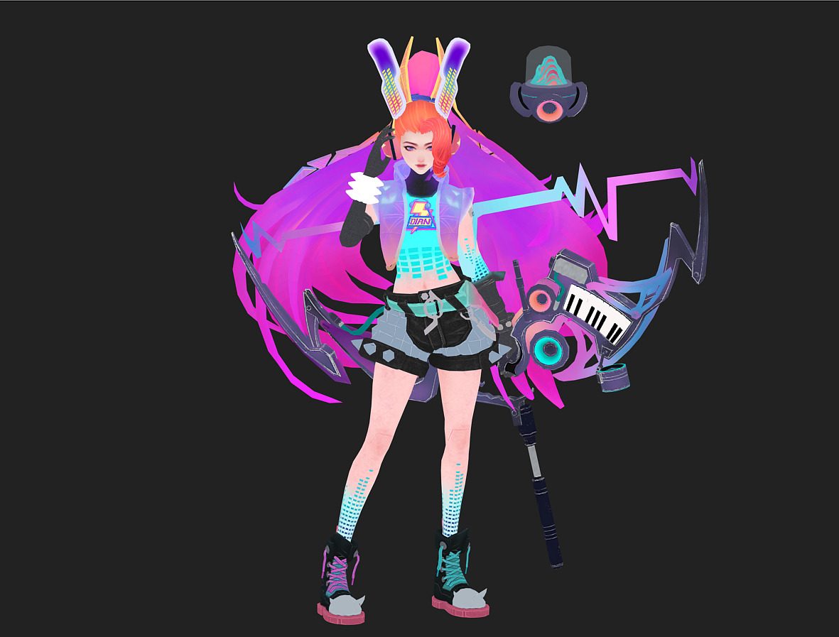 Electronic girl Low-poly 3D model_18