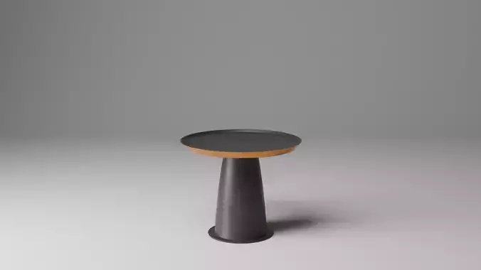 Modern Side Table 3D Model Black Cone Base with Copper Trim