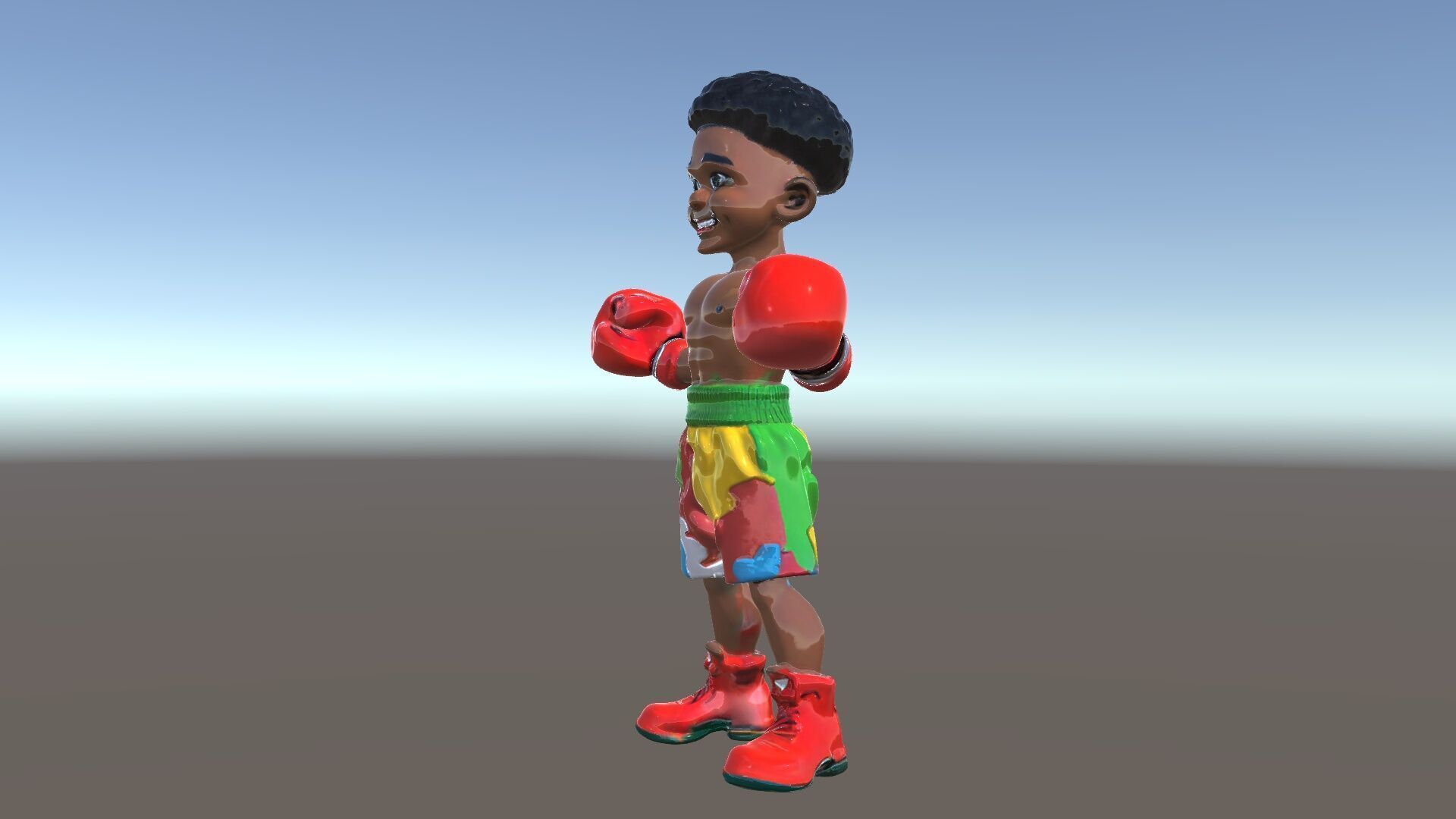 Animated Boxing Kid Model Rigged and Ready for Games Low-poly 3D model_6